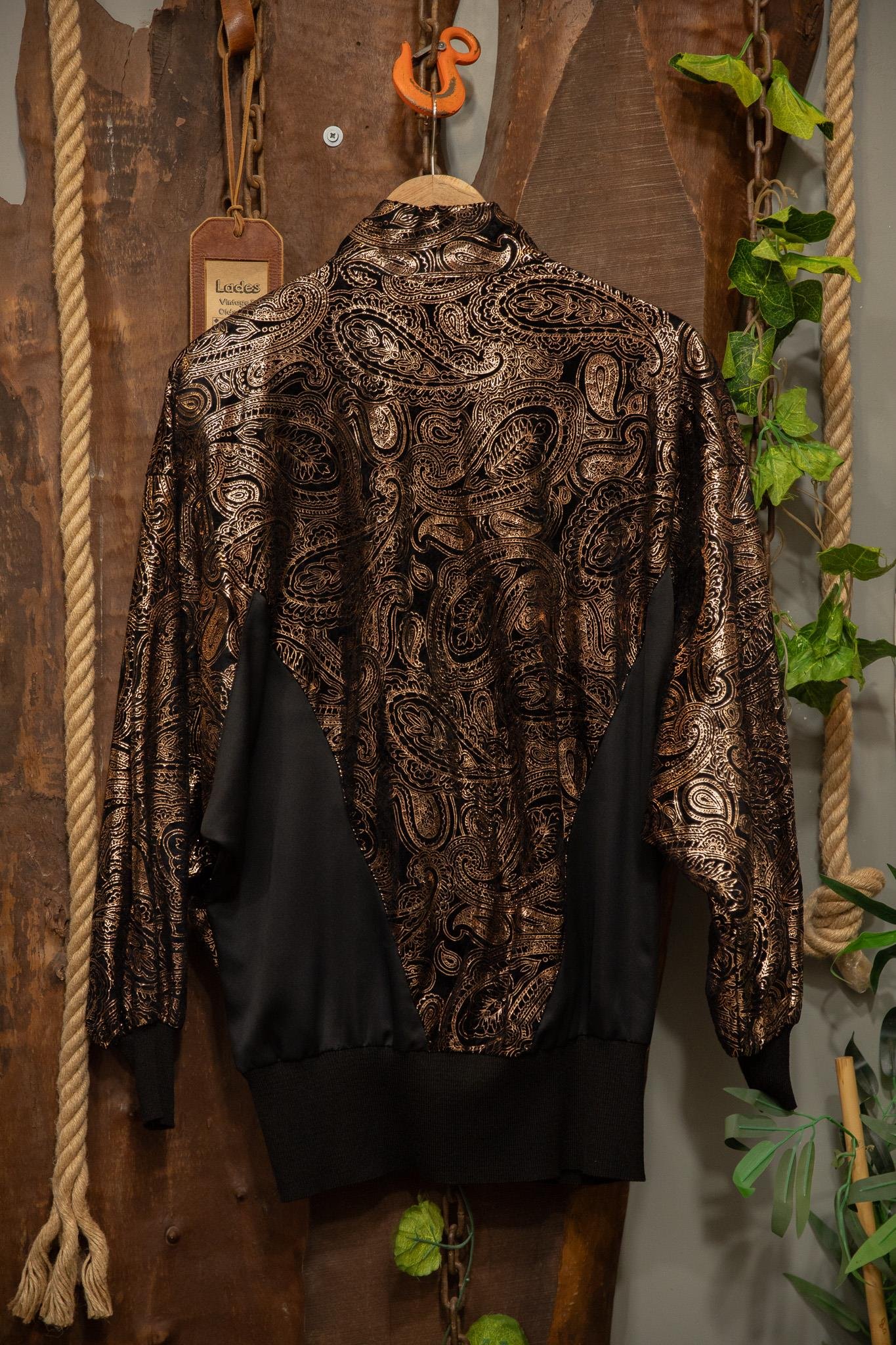 90's Shiny Paisley Saten Üst