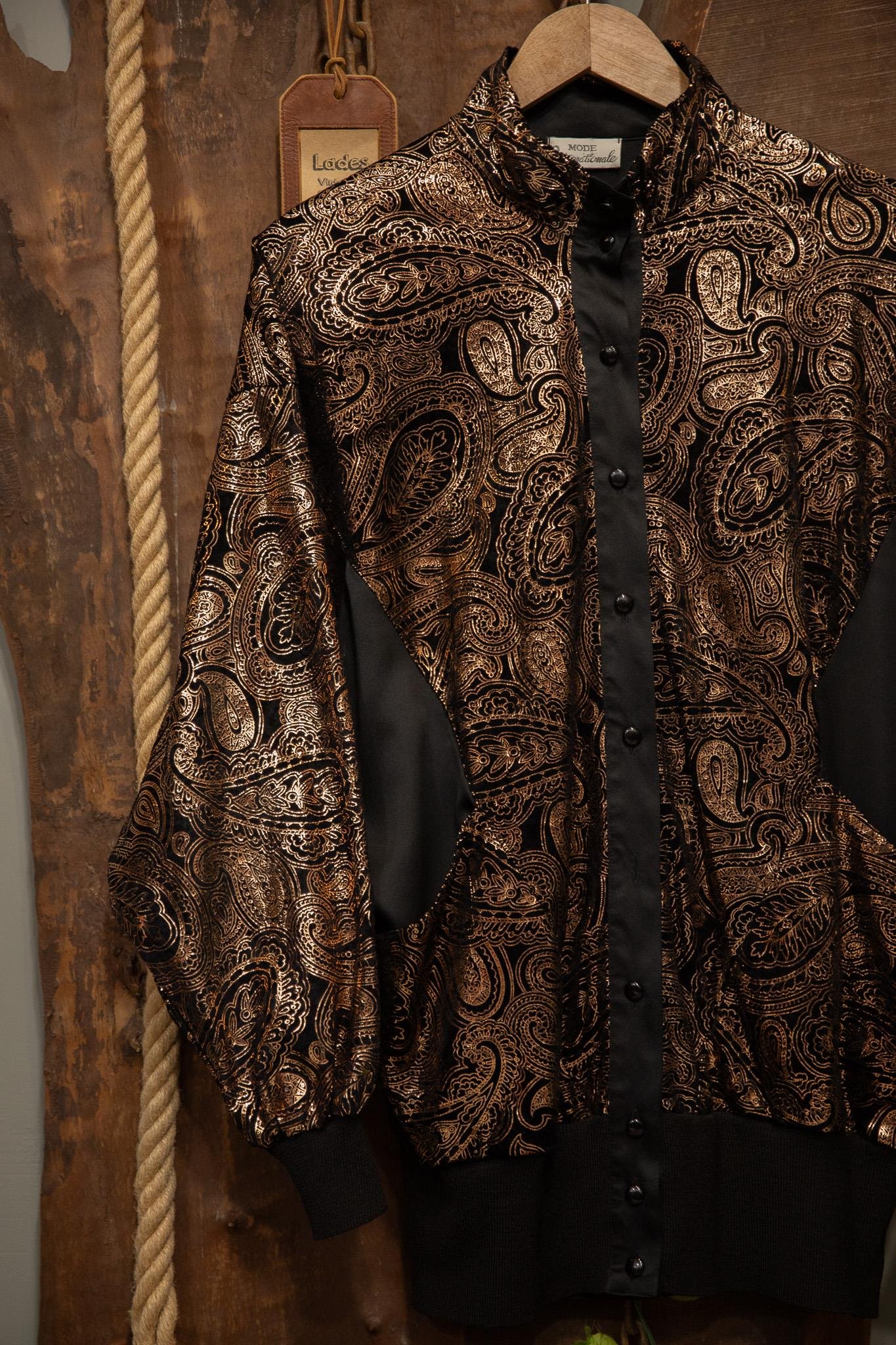 90's Shiny Paisley Saten Üst