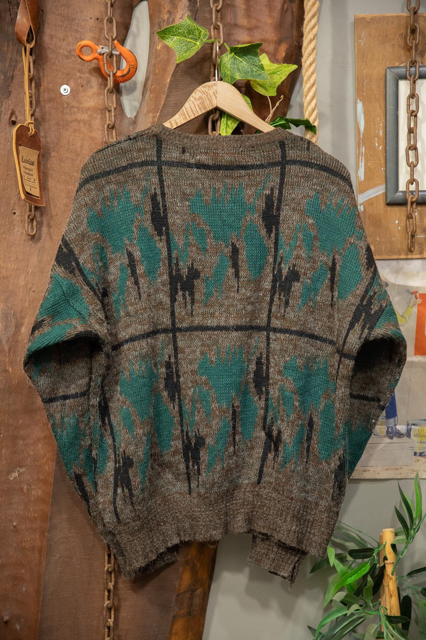 90's Teal&Grey Yün Kazak