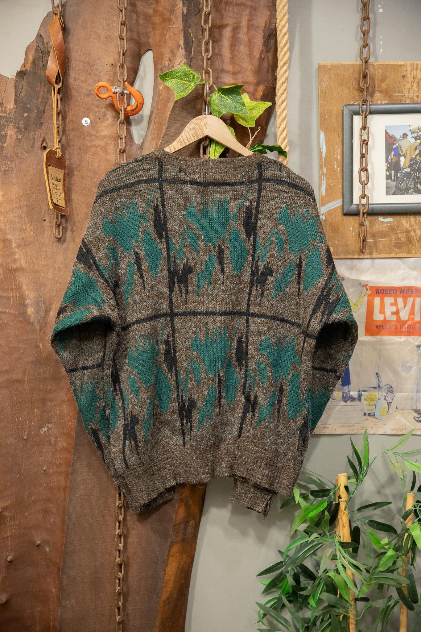 90's Teal&Grey Yün Kazak