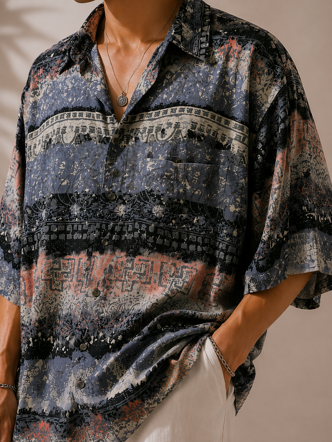 90s Tribal Aztec Oversize Gömlek