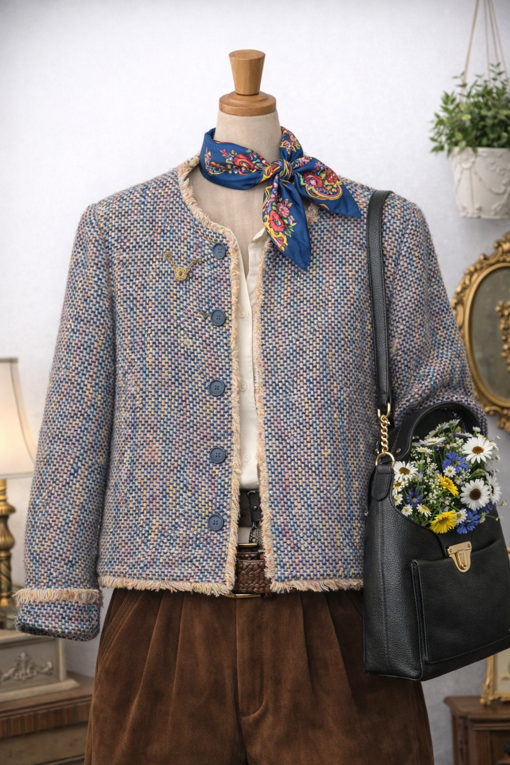 90's Tweed Crop Ceket