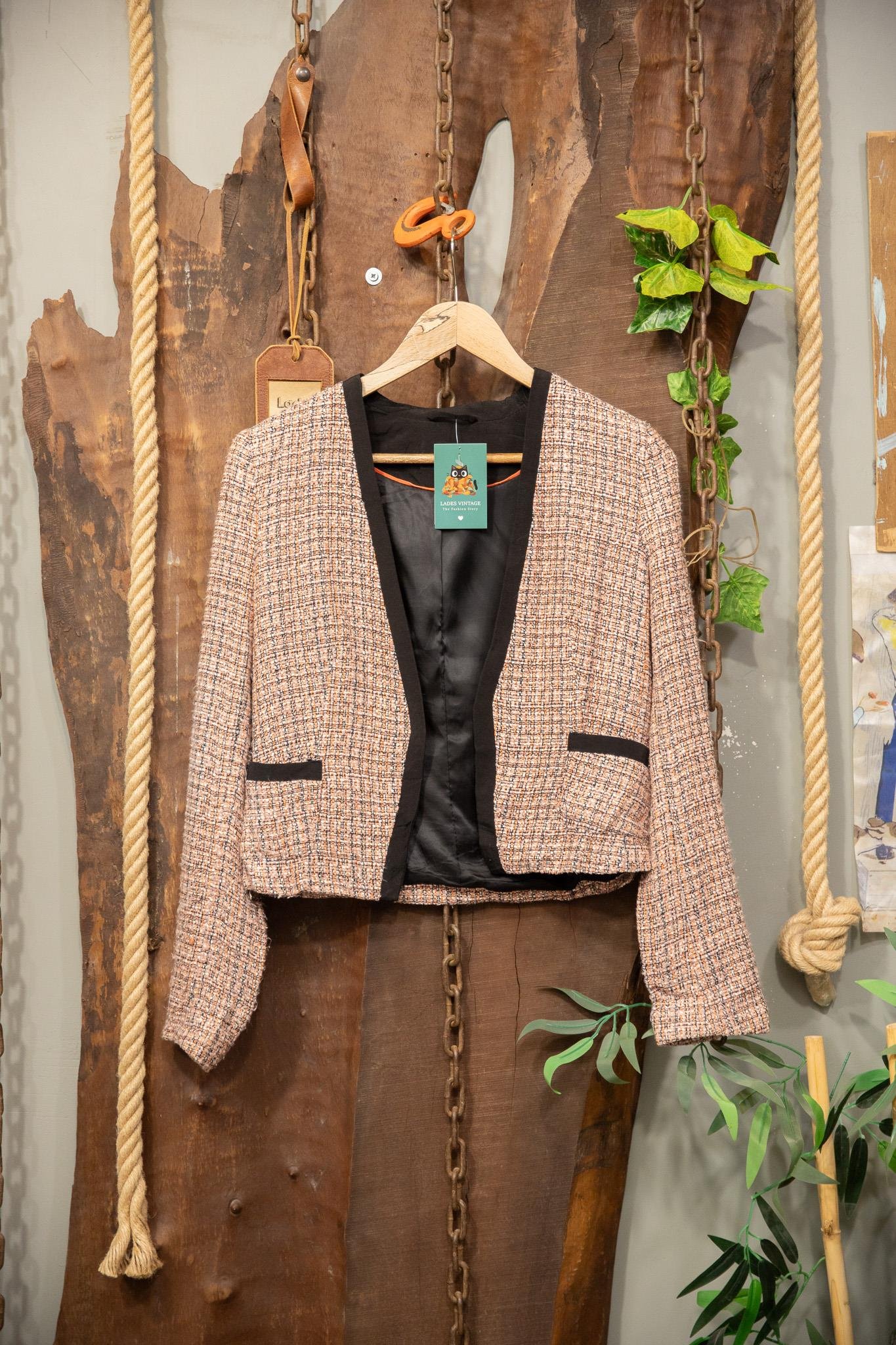 90's Tweed Pembe Blazer Ceket