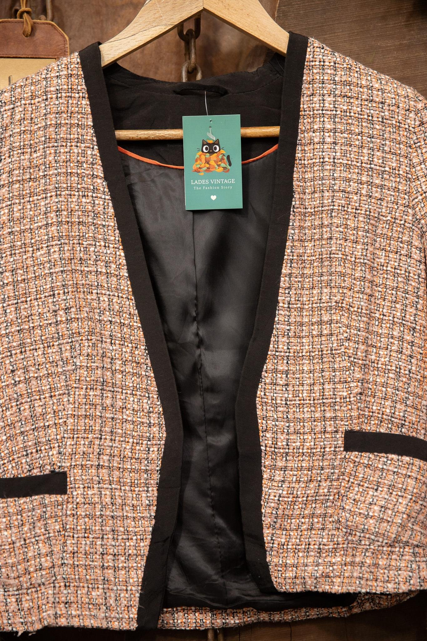 90's Tweed Pembe Blazer Ceket