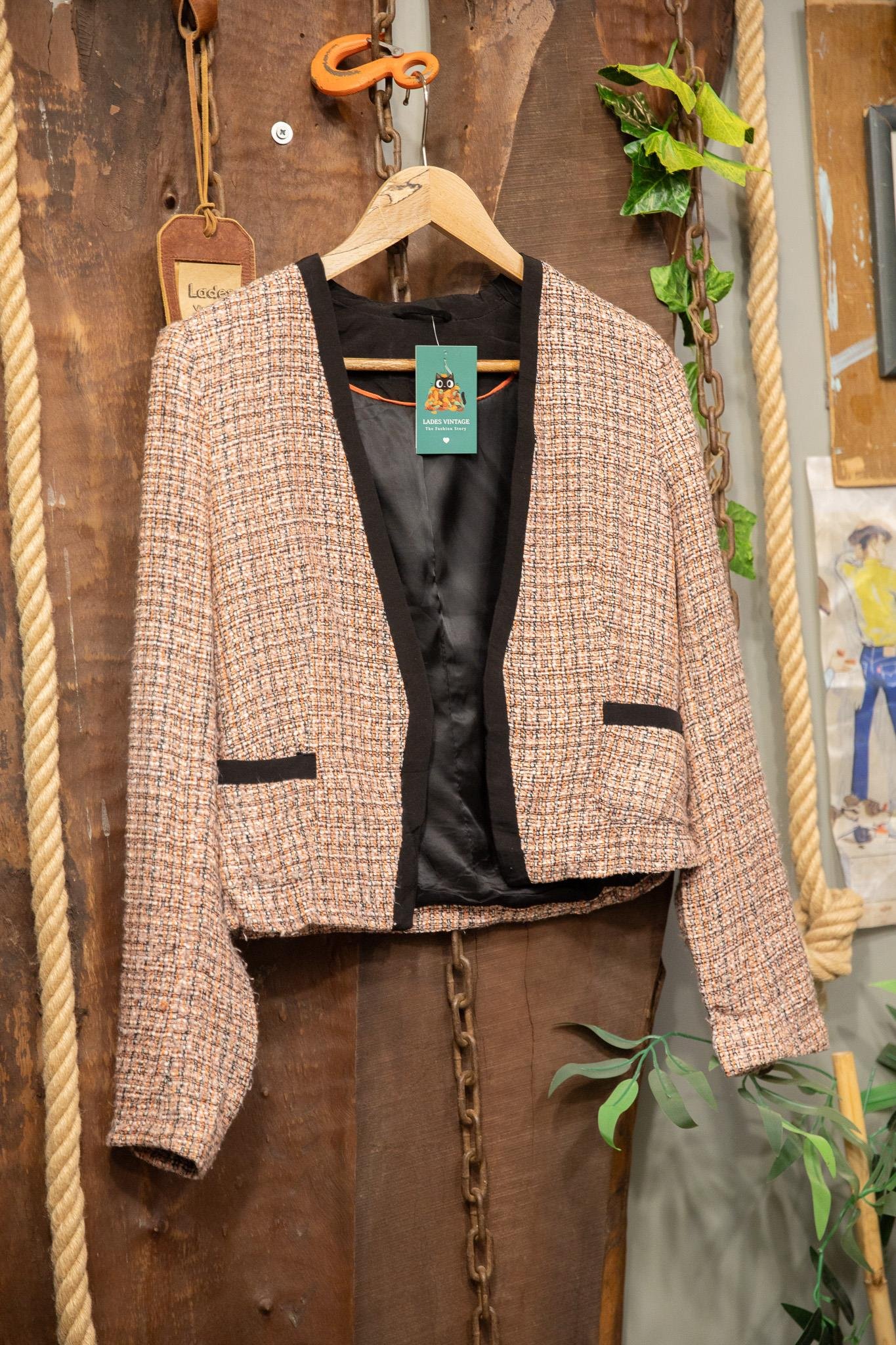 90's Tweed Pembe Blazer Ceket