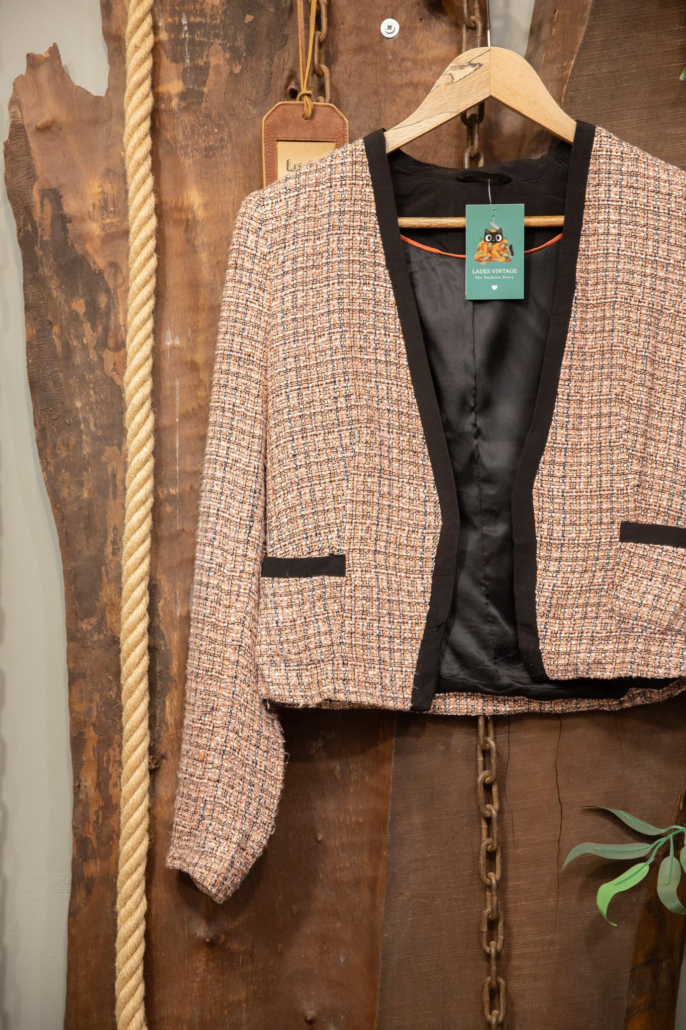 90's Tweed Pembe Blazer Ceket