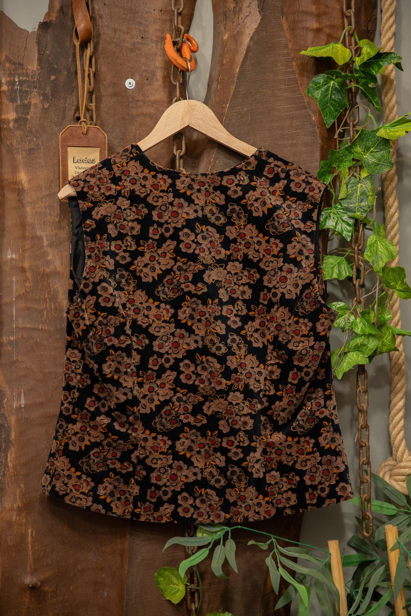 90's Velvet Floral Kadife Yelek