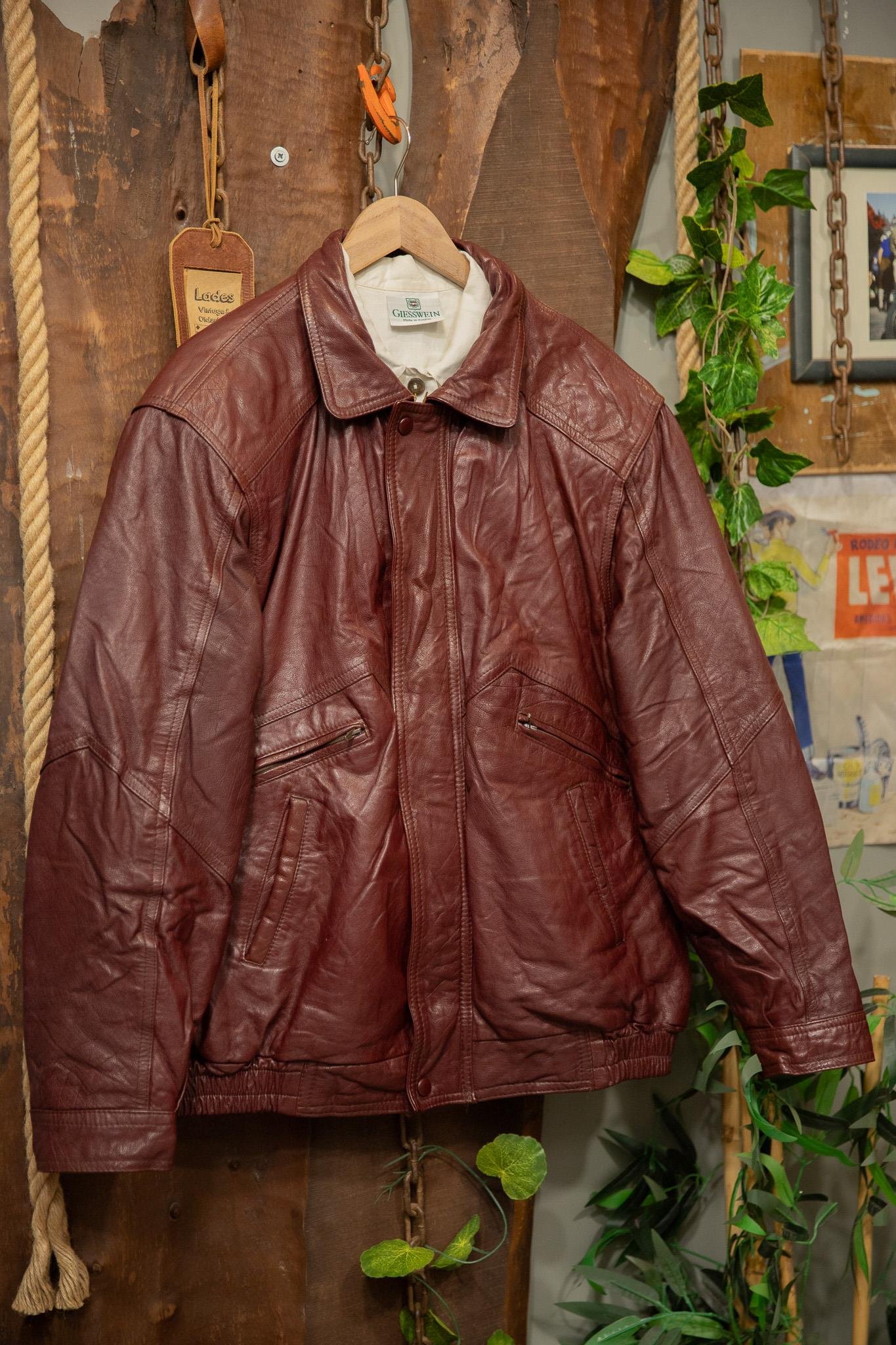 90's Wine Red Bomber Oversize Deri Ceket