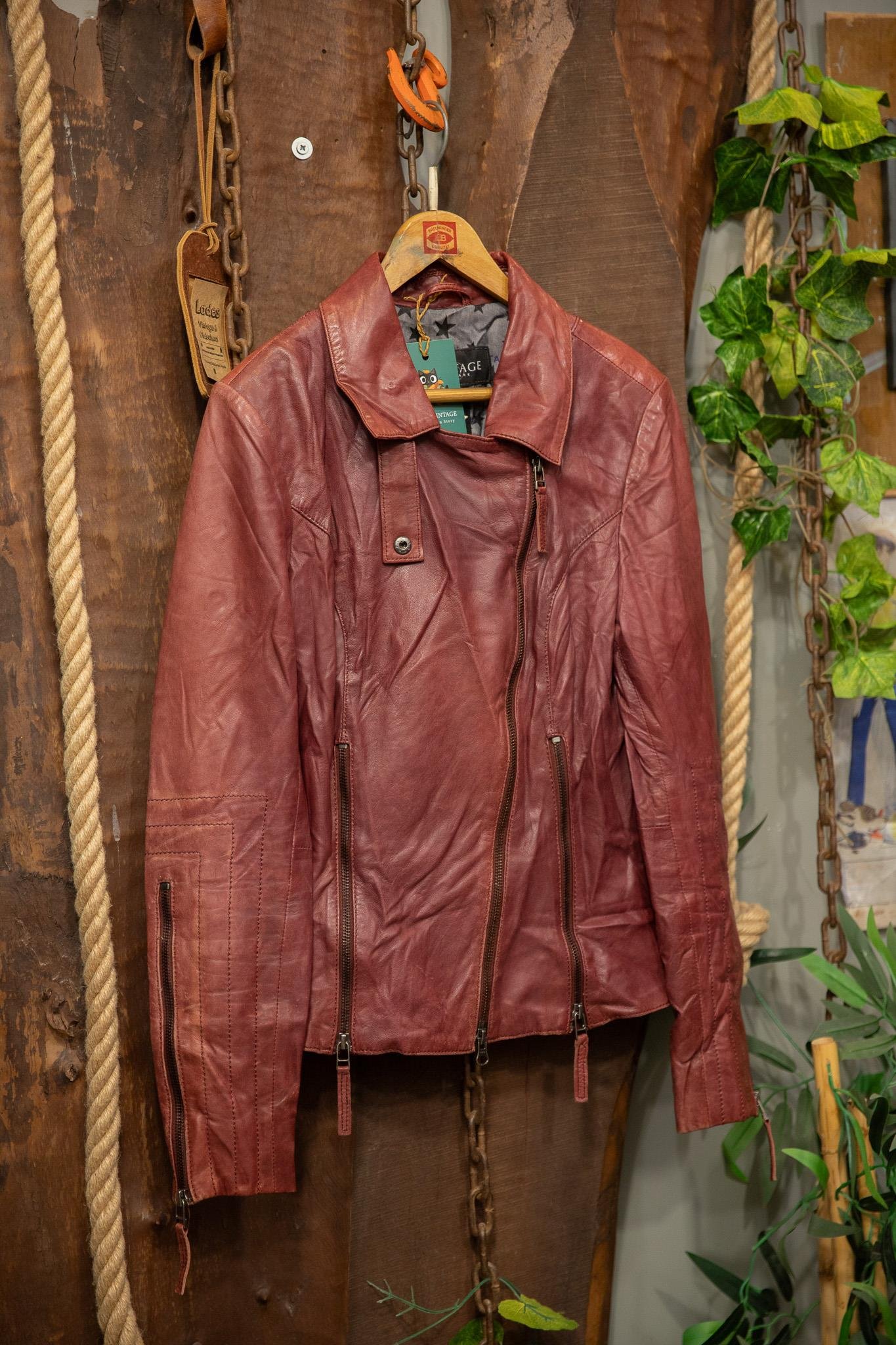 90's Wine Red Classic Deri Ceket