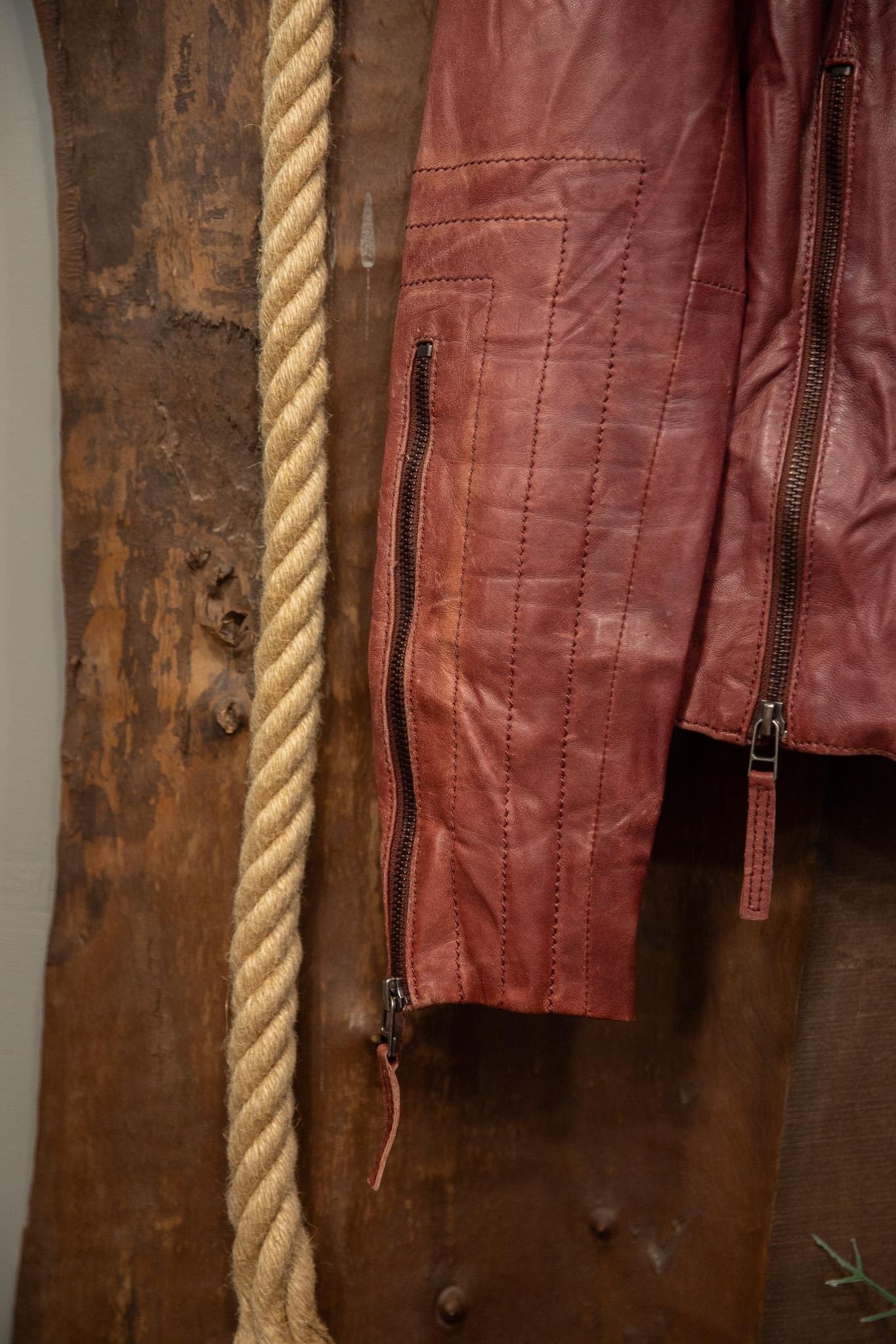 90's Wine Red Classic Deri Ceket