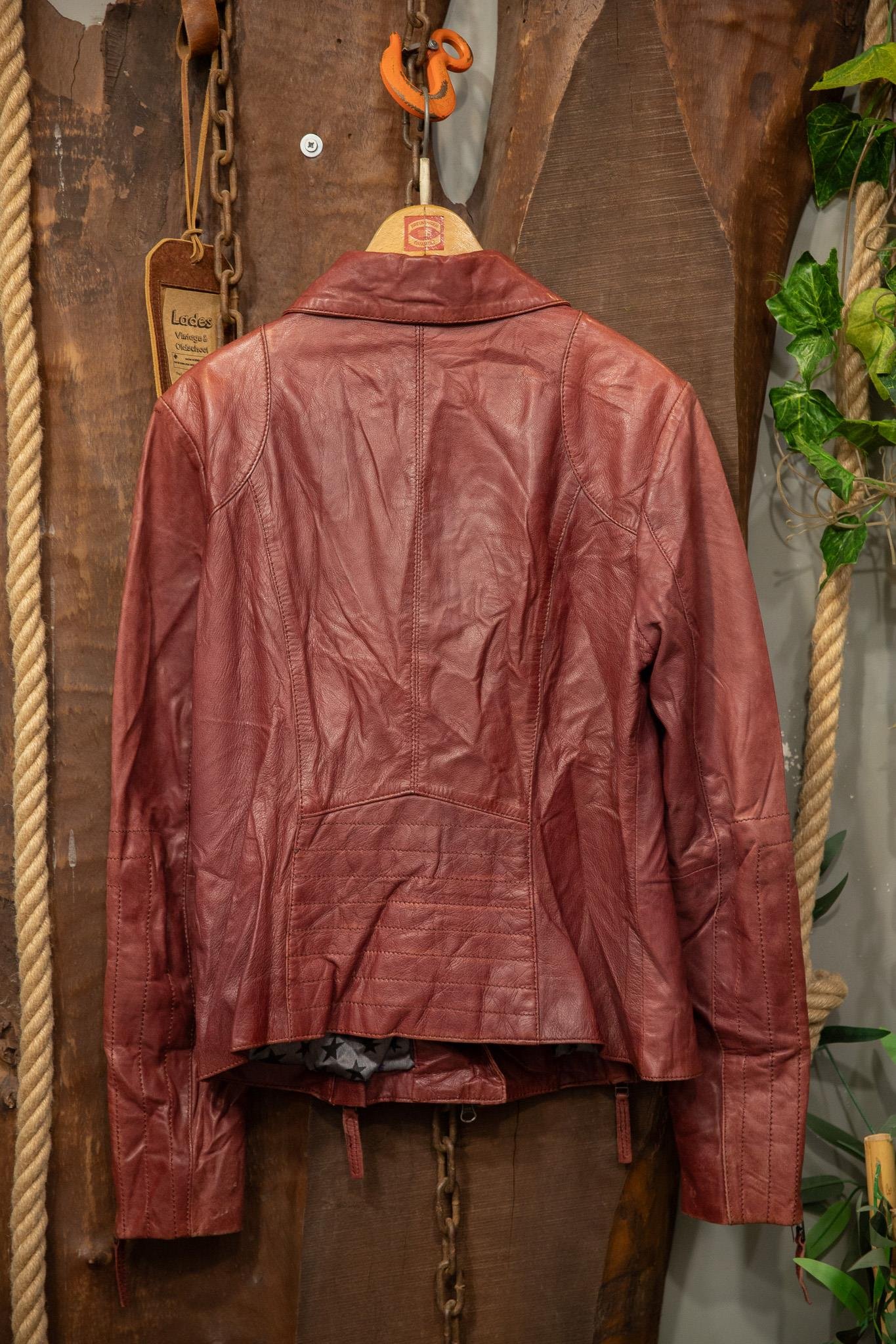 90's Wine Red Classic Deri Ceket