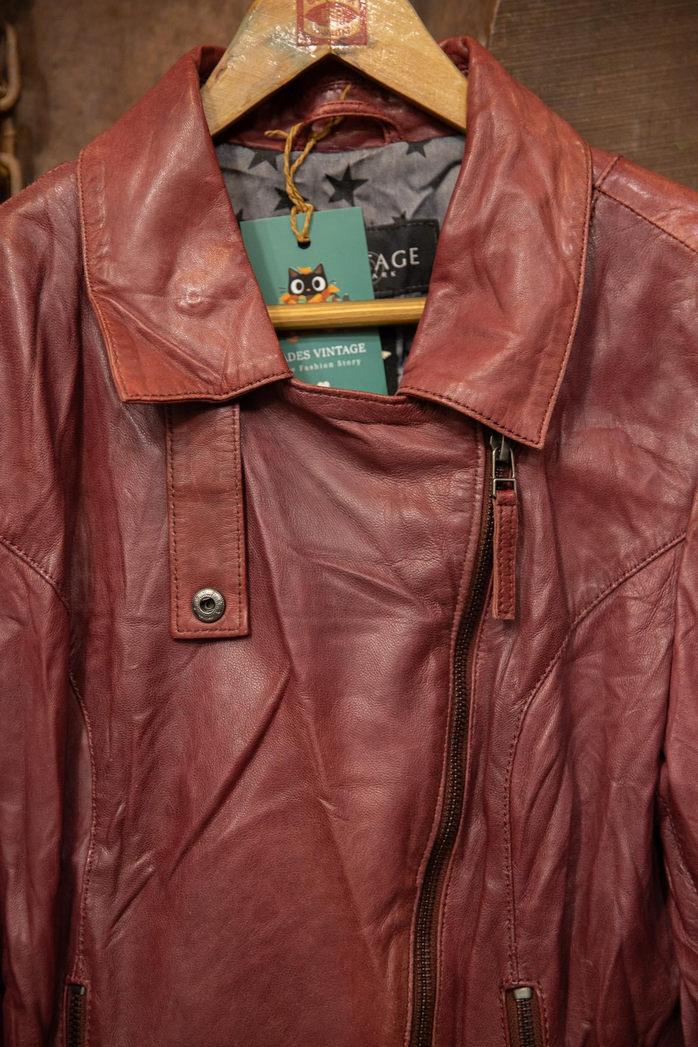 90's Wine Red Classic Deri Ceket