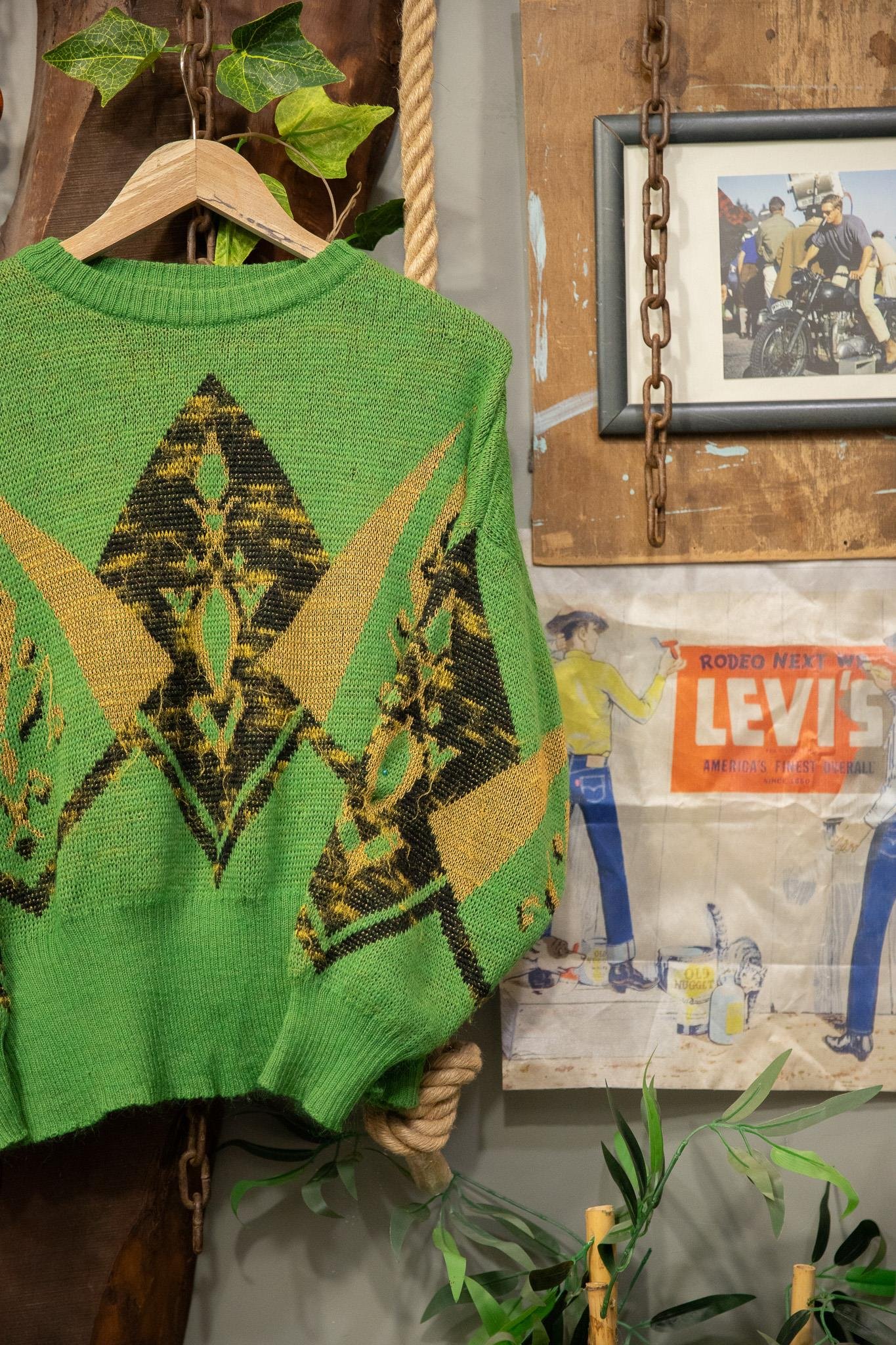 Altın İşlemeli Yeşil Wool Kazak