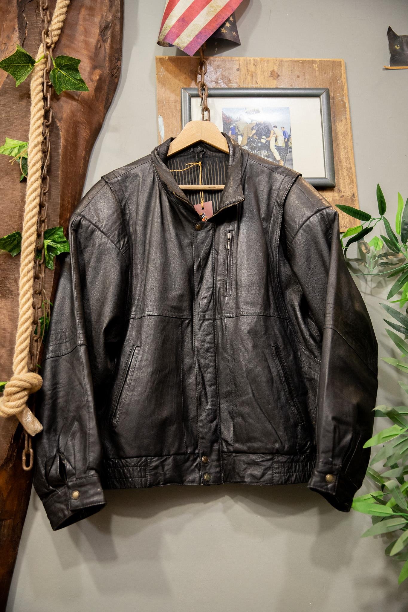 American Bomber Black Deri Ceket