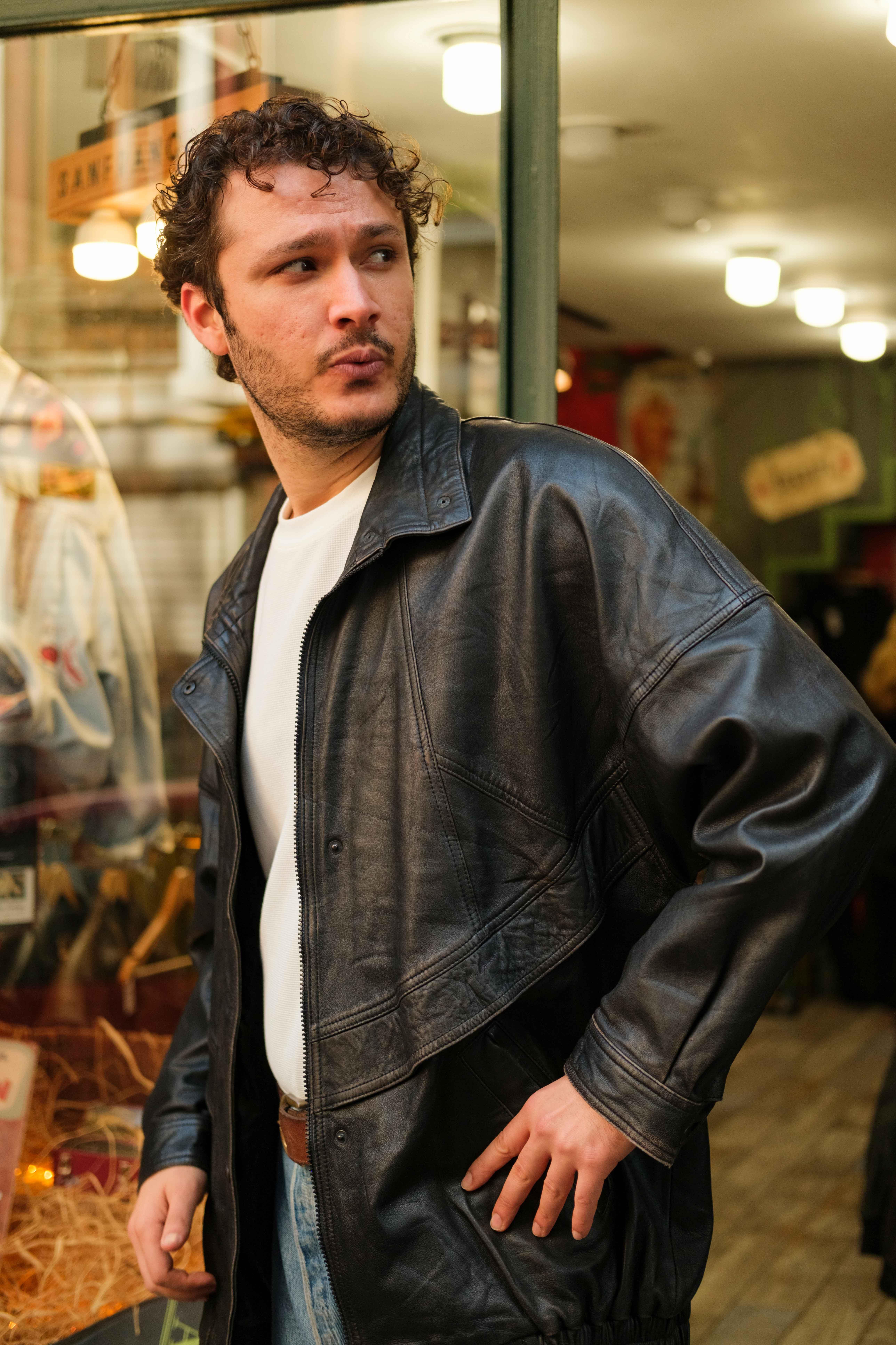 American Long Type Bomber Model Unisex Deri Ceket