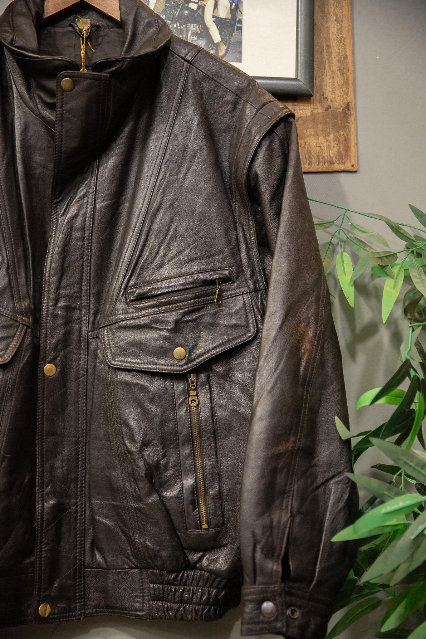 American Oversize Bomber Deri Ceket