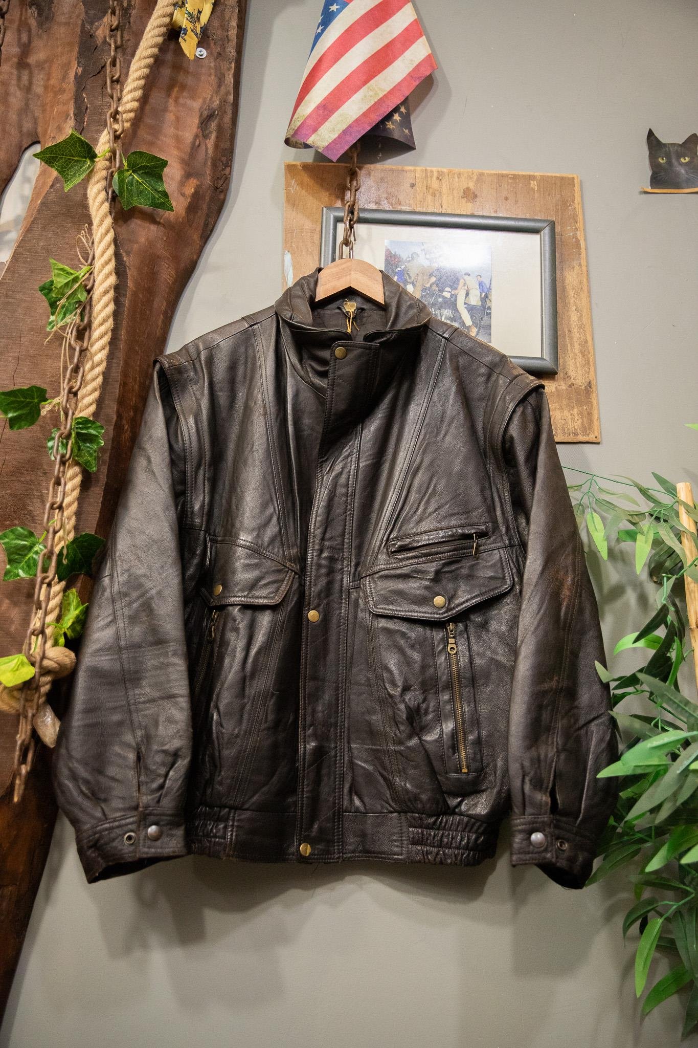 American Oversize Bomber Deri Ceket