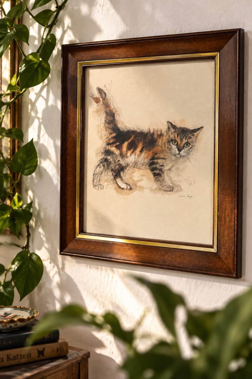 Antika Kedi Eskizi Tablosu