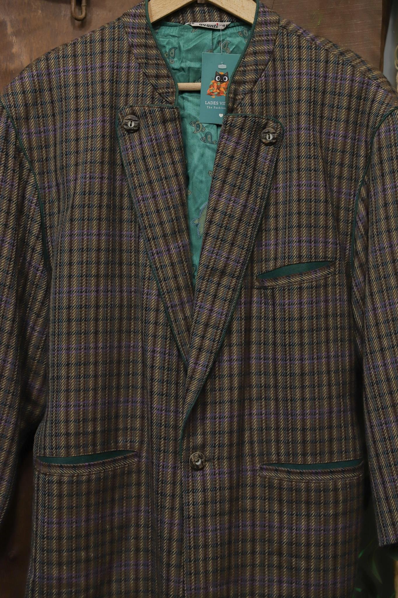 Austrian Bavyera Ekose Wool Ceket