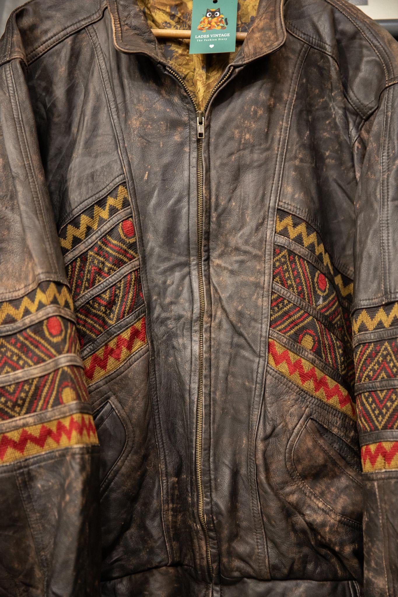 Aztec 80's Ethnic Deri Ceket