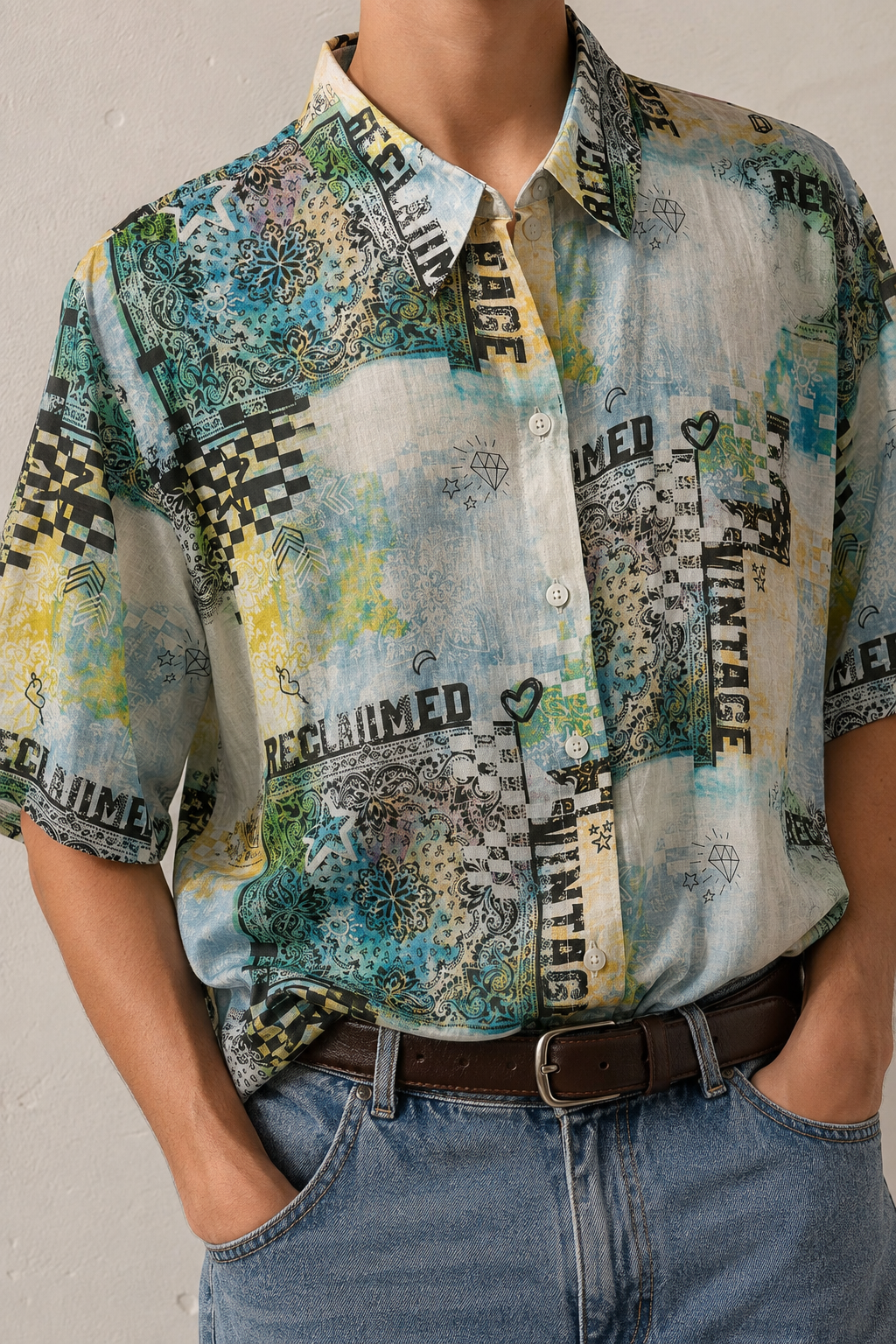 Bandana Print Tipgrafi Desen Gömlek