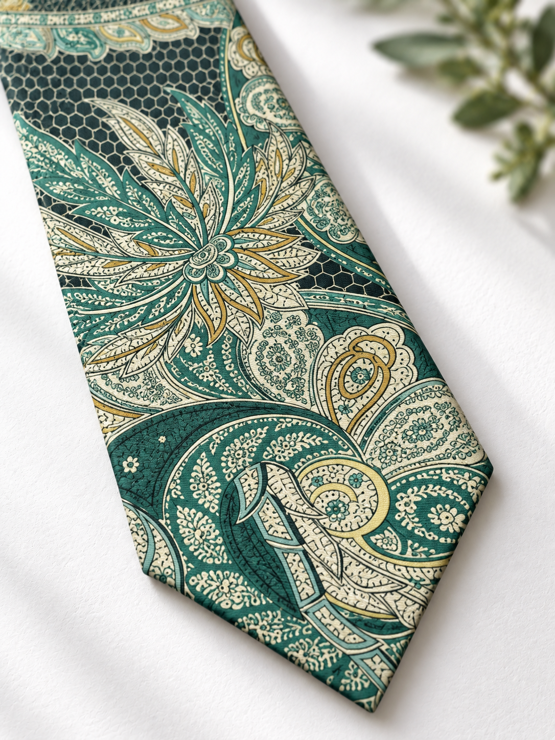 Barok/Paisley Desenli İpek Kravat