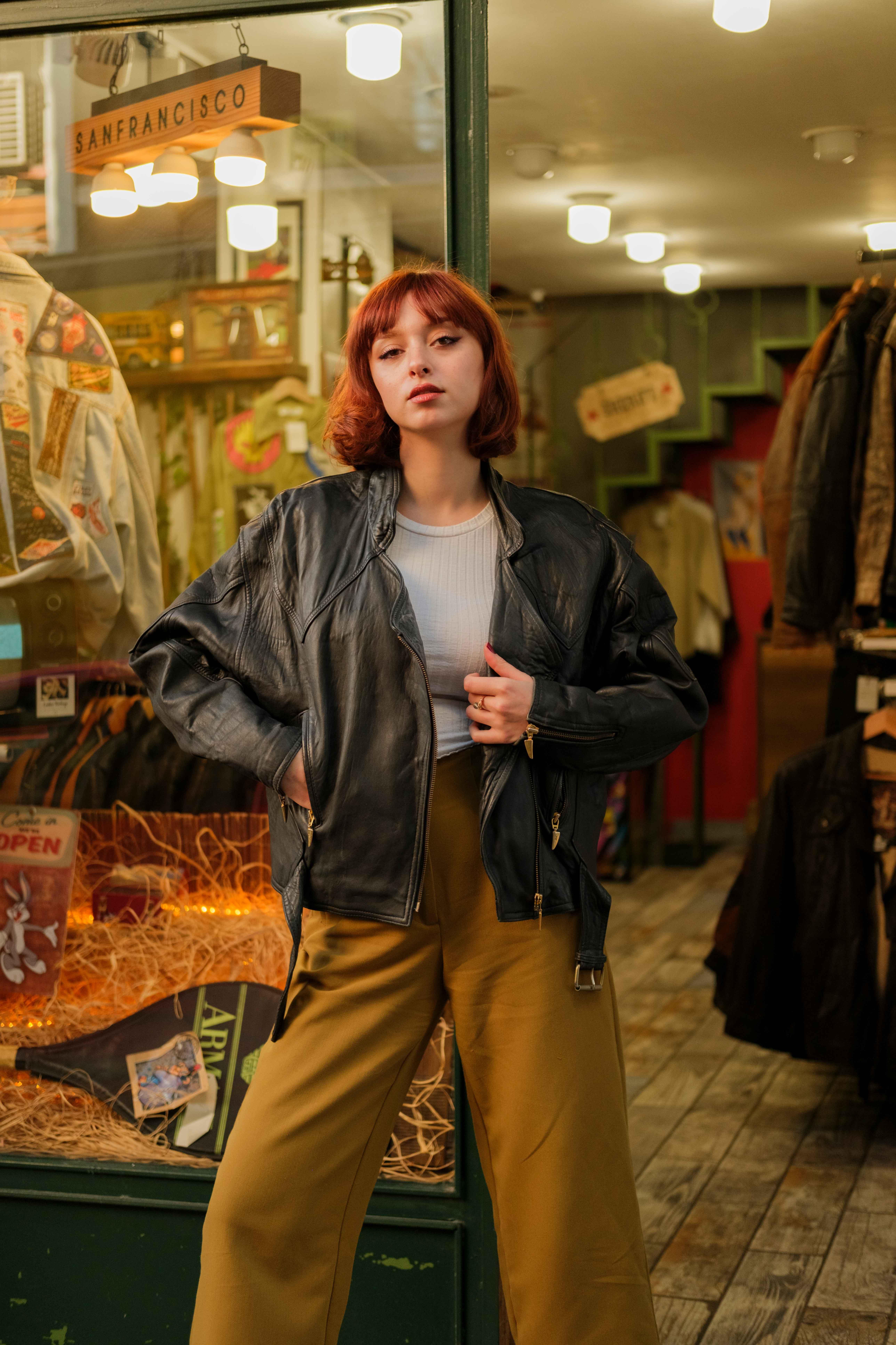 Biker Kemerli Model Kadın Deri Ceket