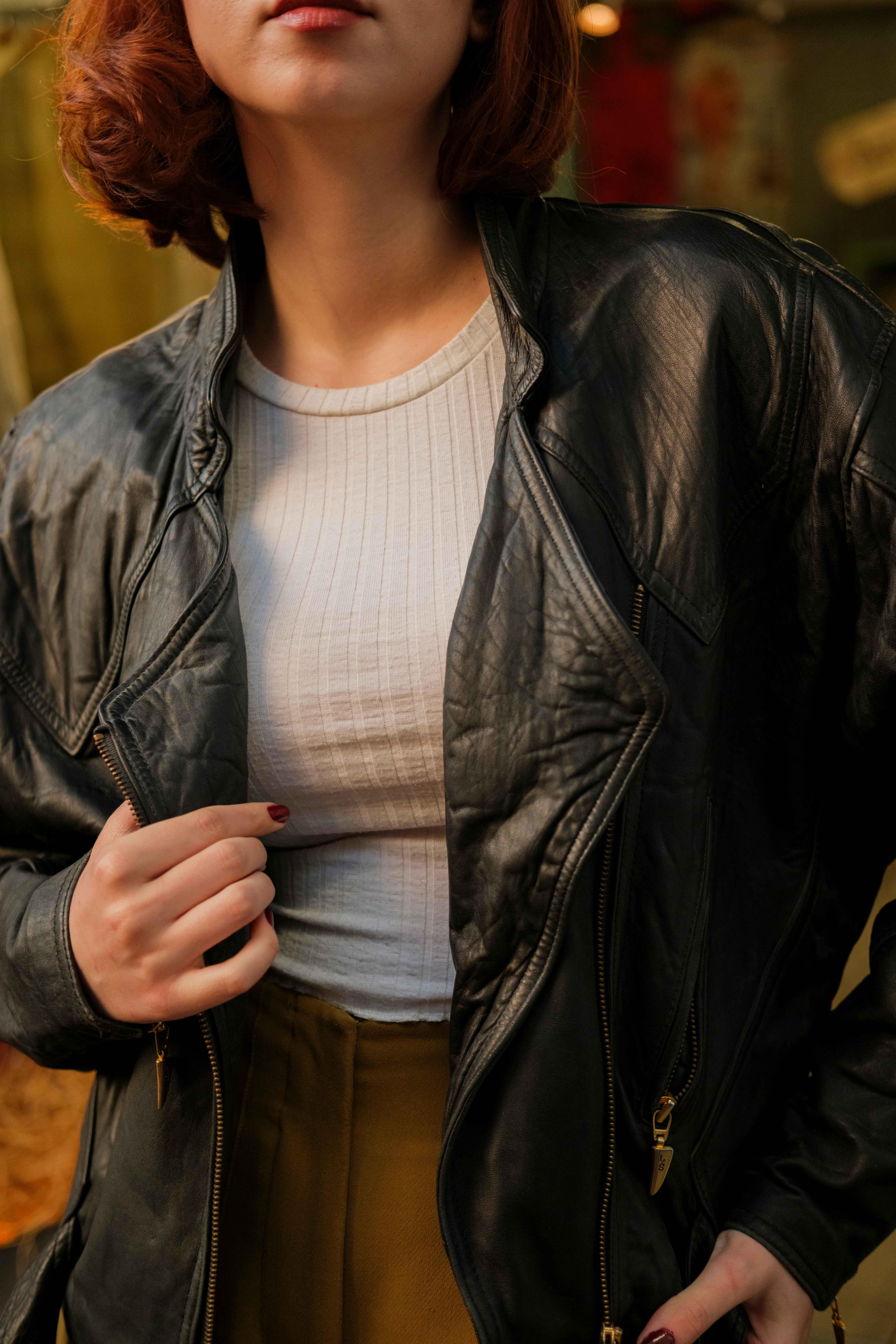 Biker Kemerli Model Kadın Deri Ceket