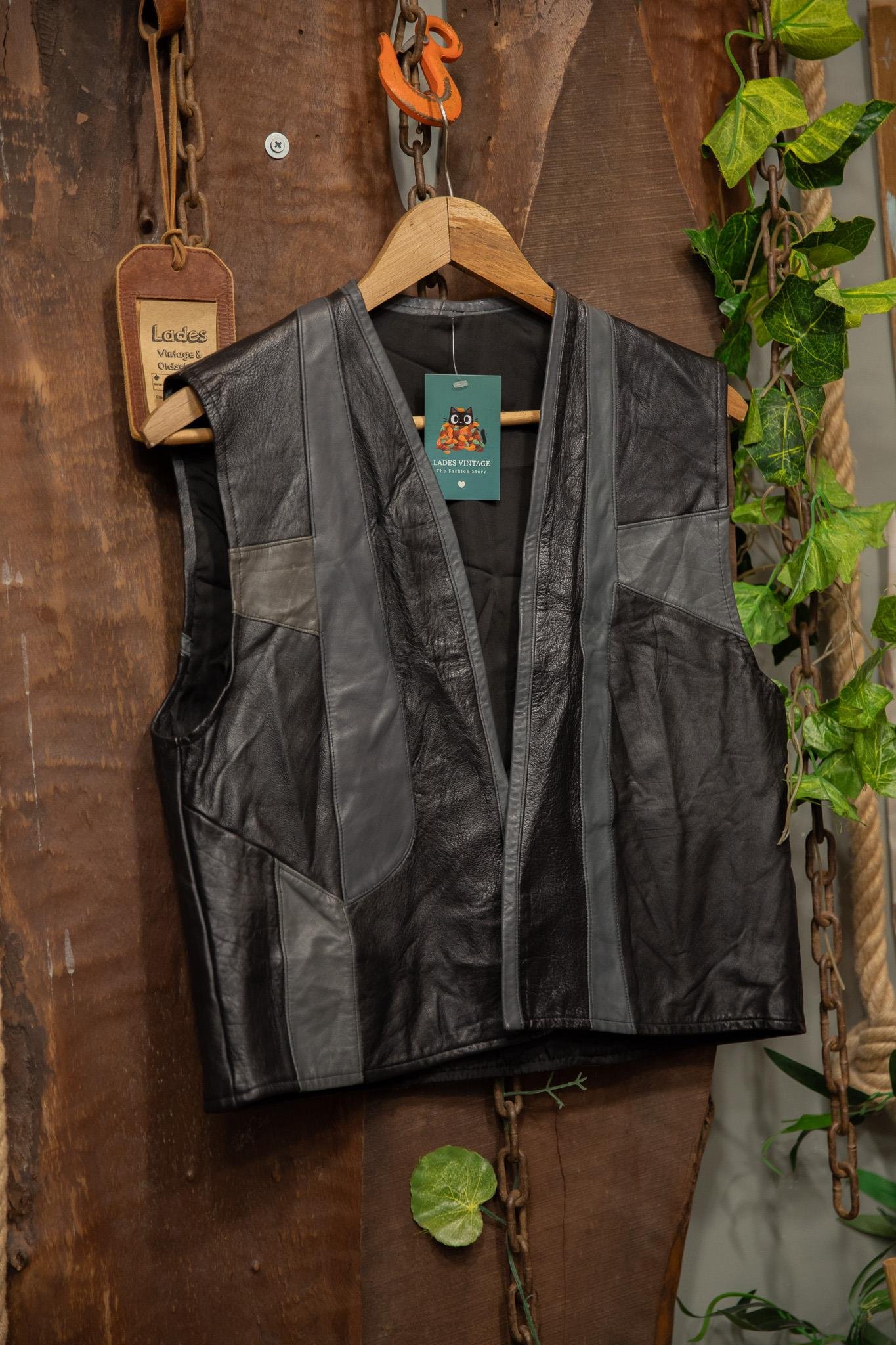 Biker Moto Black&Gray Deri Yelek
