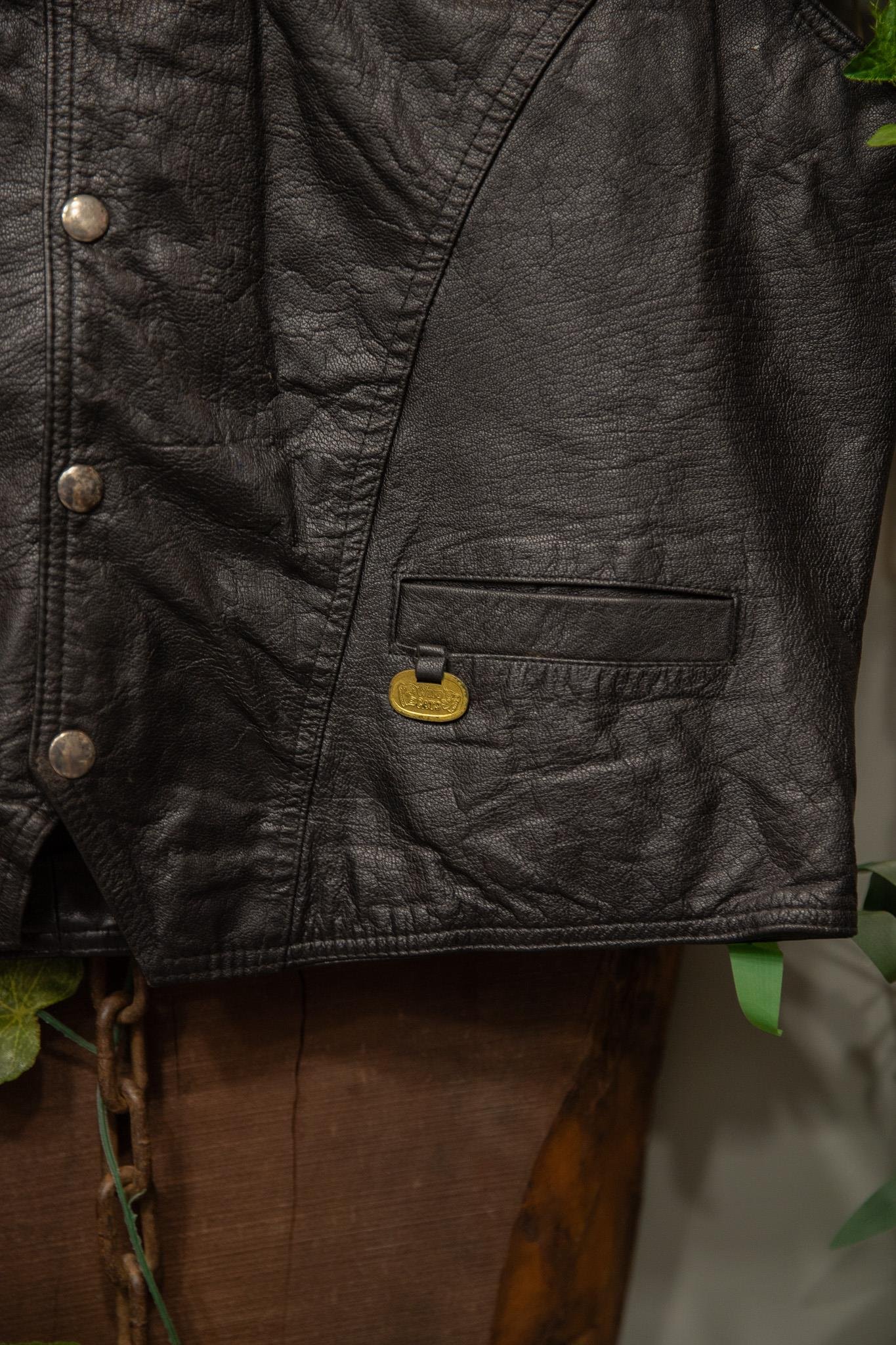Black Biker Vest Deri Yelek