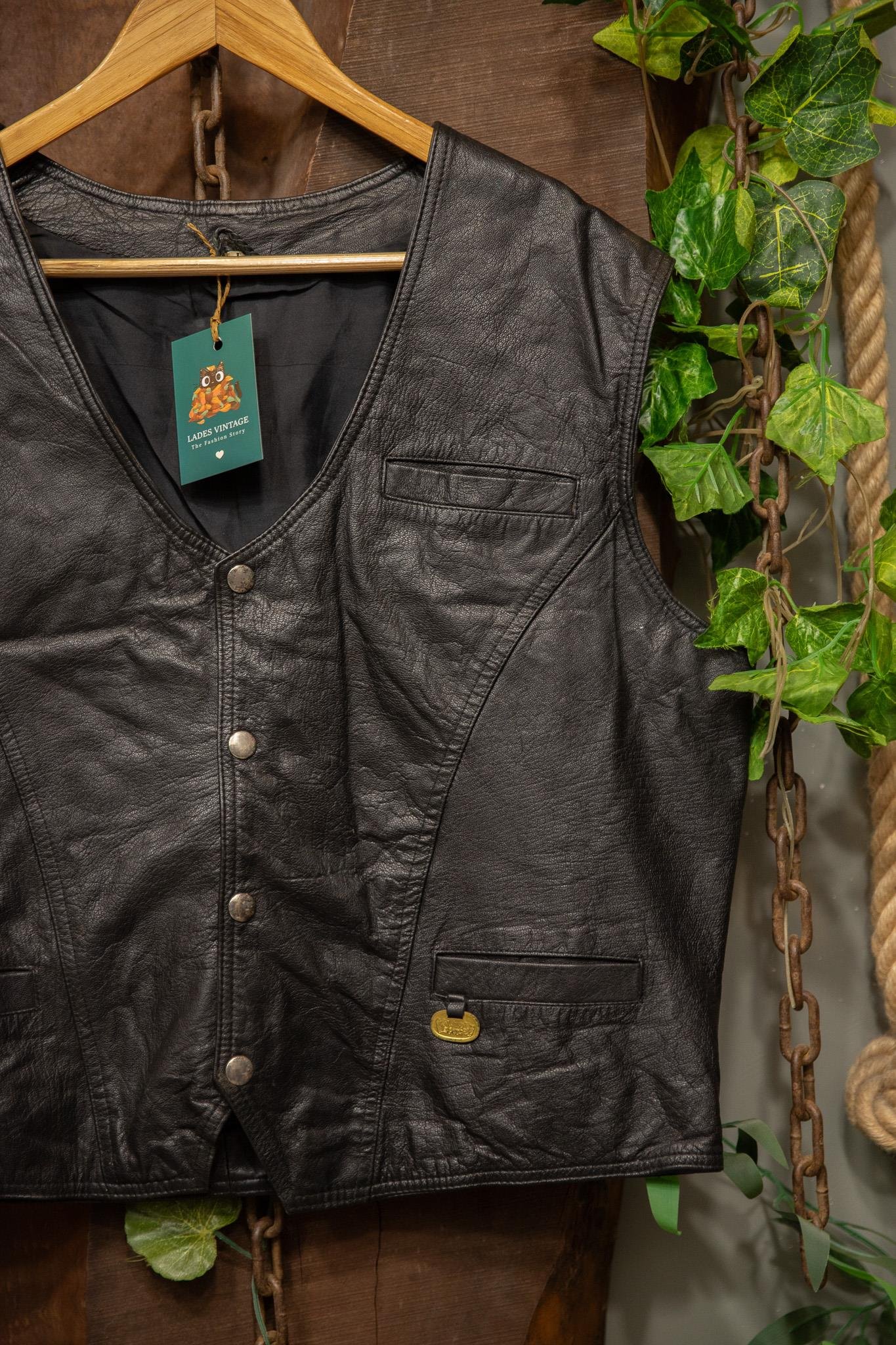 Black Biker Vest Deri Yelek