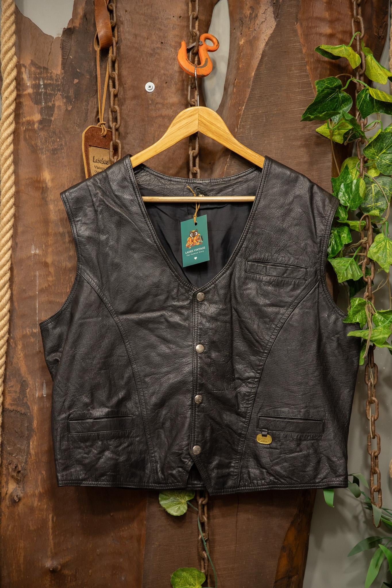Black Biker Vest Deri Yelek
