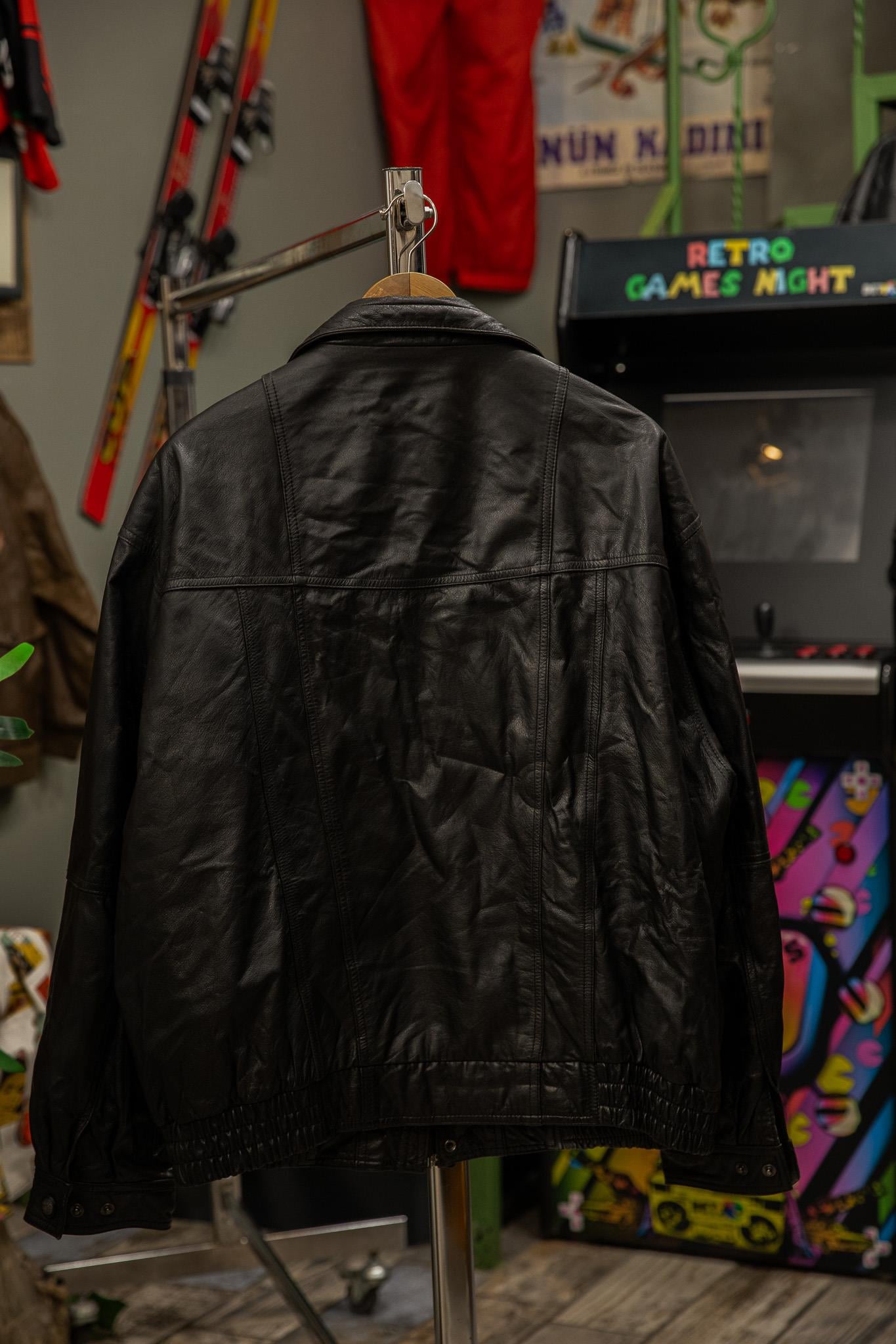 Black Bomber Model Unisex Deri Ceket