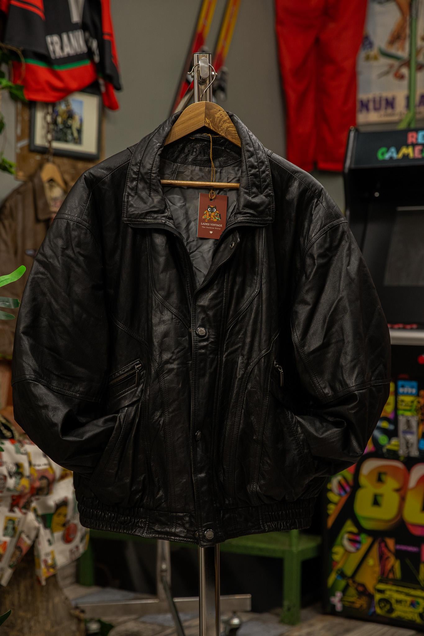 Black Bomber Model Unisex Deri Ceket