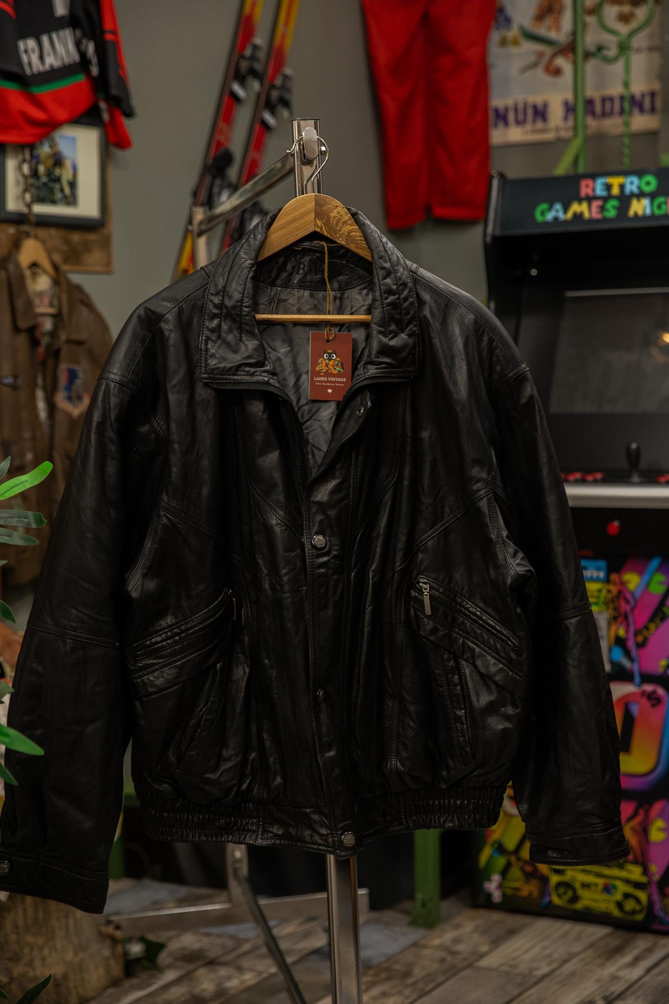 Black Bomber Model Unisex Deri Ceket