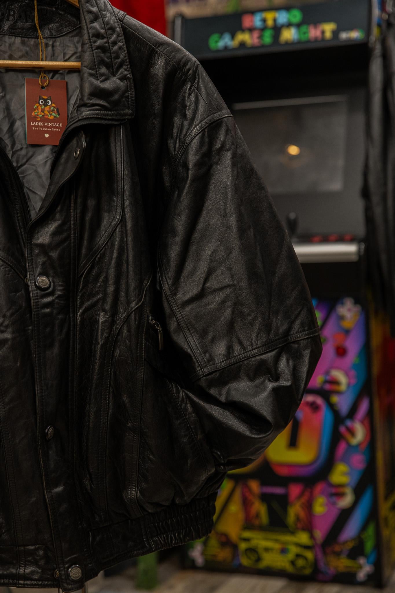 Black Bomber Model Unisex Deri Ceket