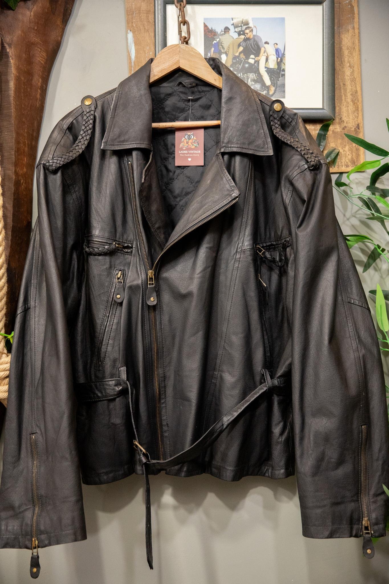 Black Motorcycle Biker Deri Ceket