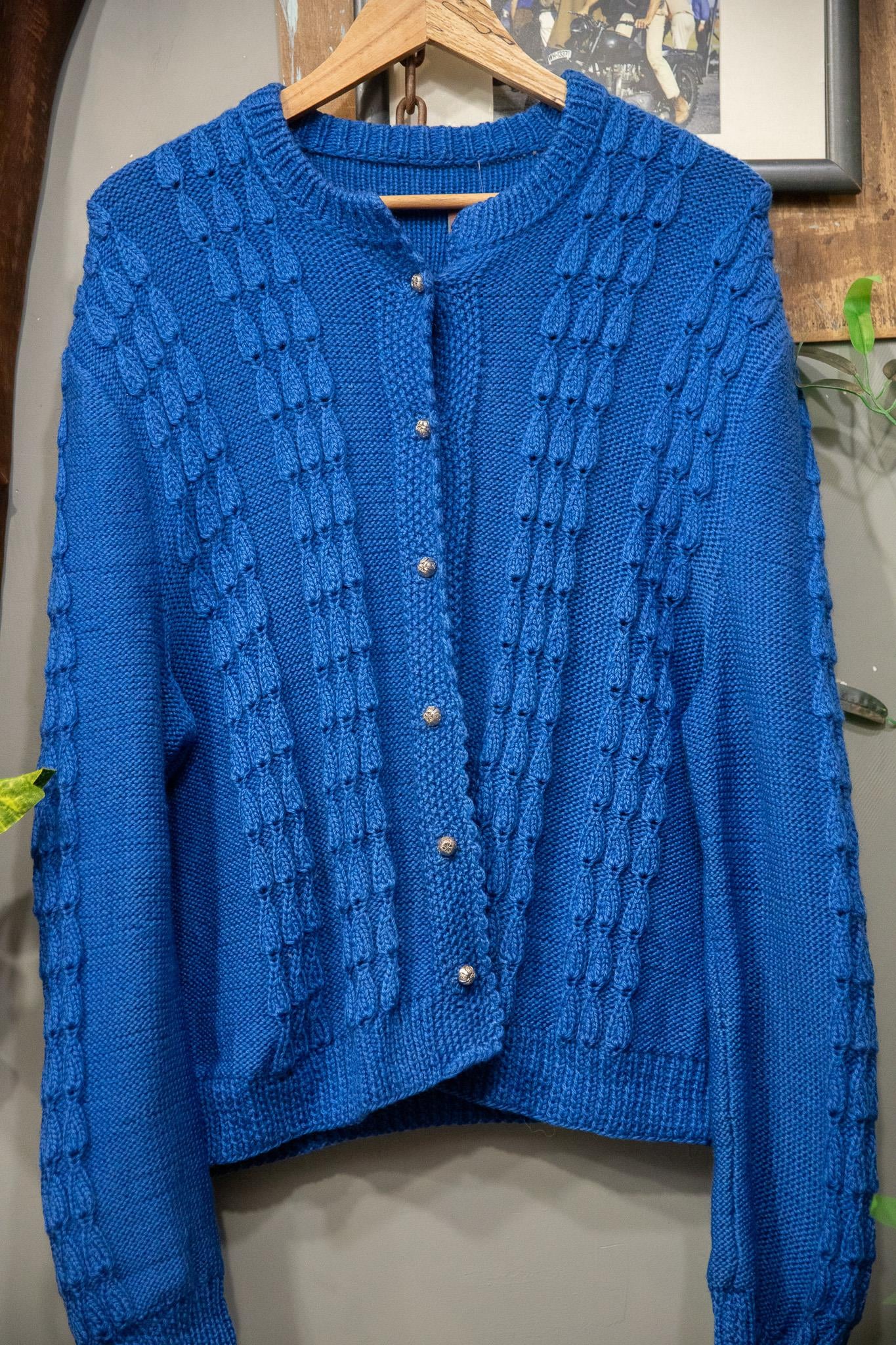 Blue Yarn Wool Hırka-Ceket
