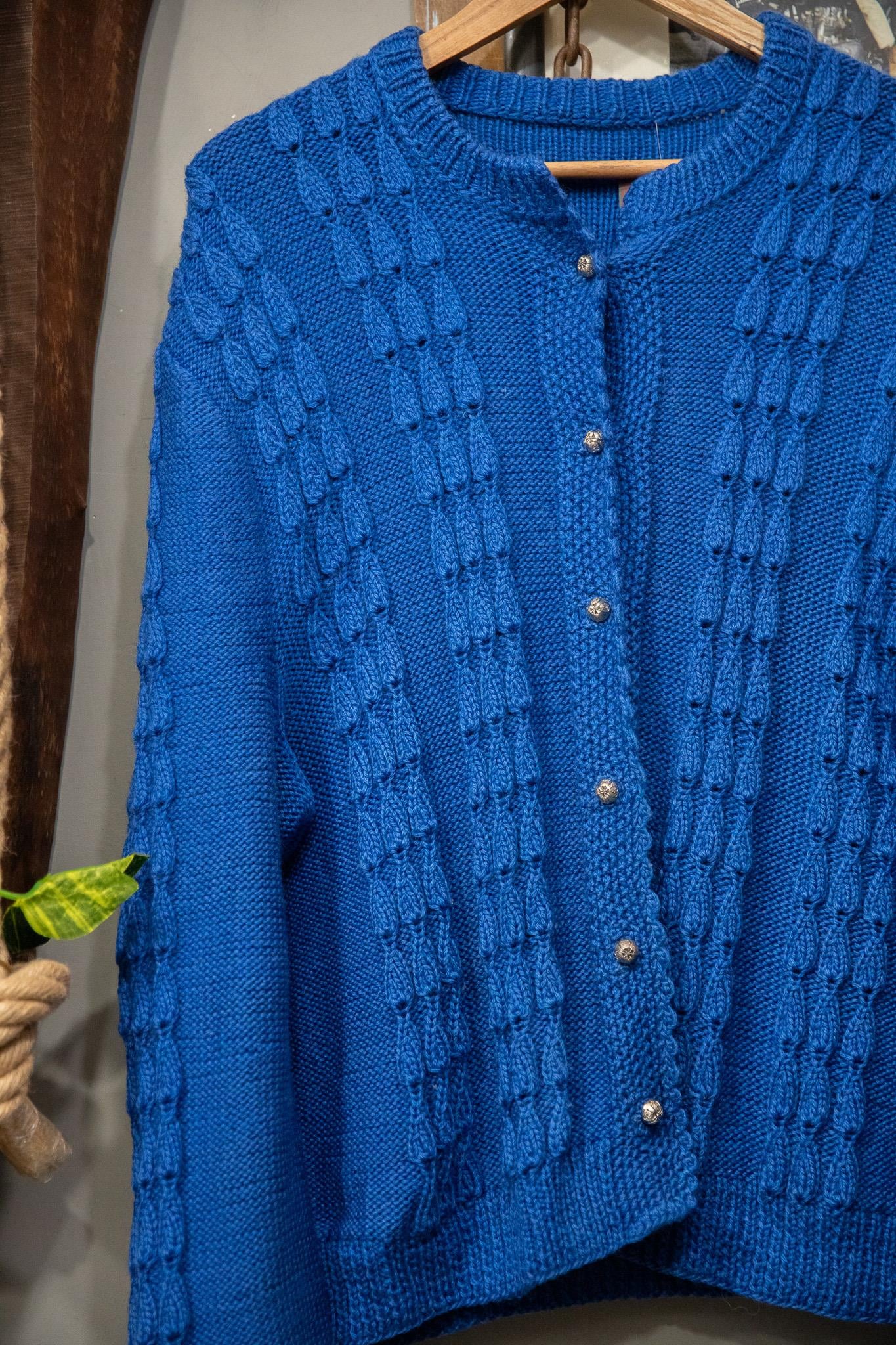 Blue Yarn Wool Hırka-Ceket