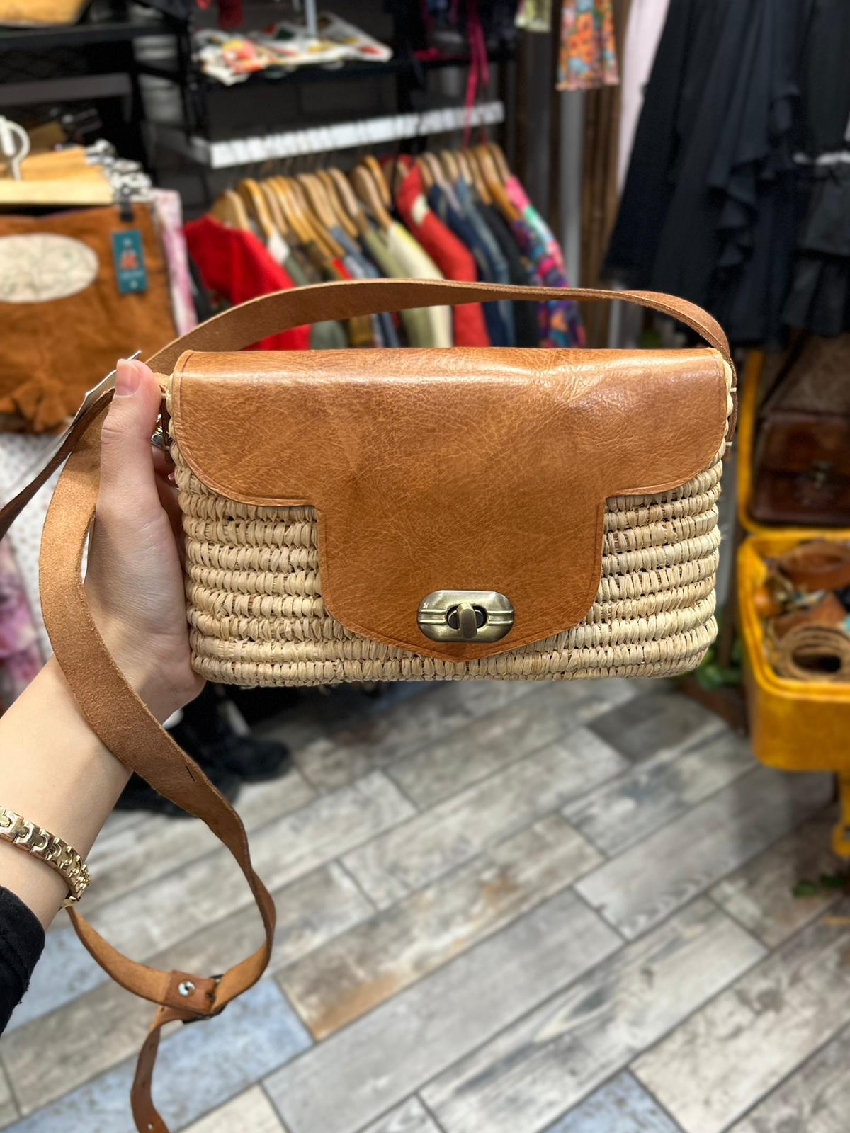 Boho Hasır Deri Çanta Vintage Summer Bag