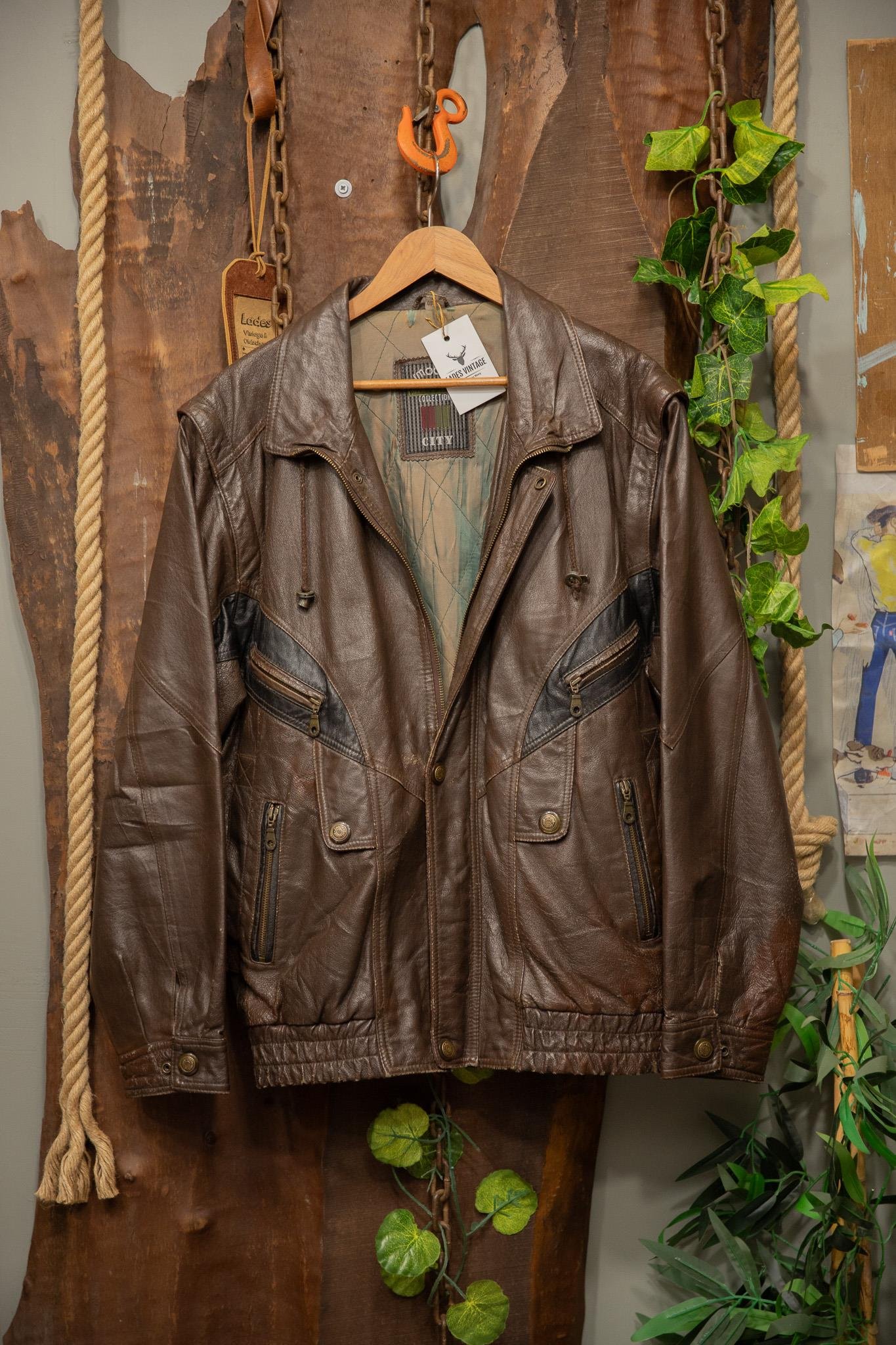 Brown 90's Classic Bomber Deri Ceket
