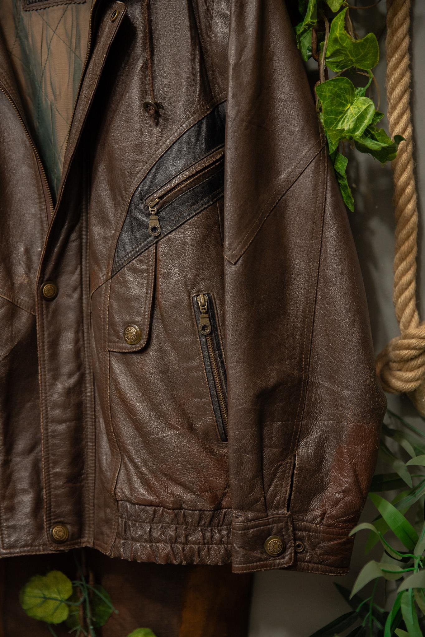 Brown 90's Classic Bomber Deri Ceket