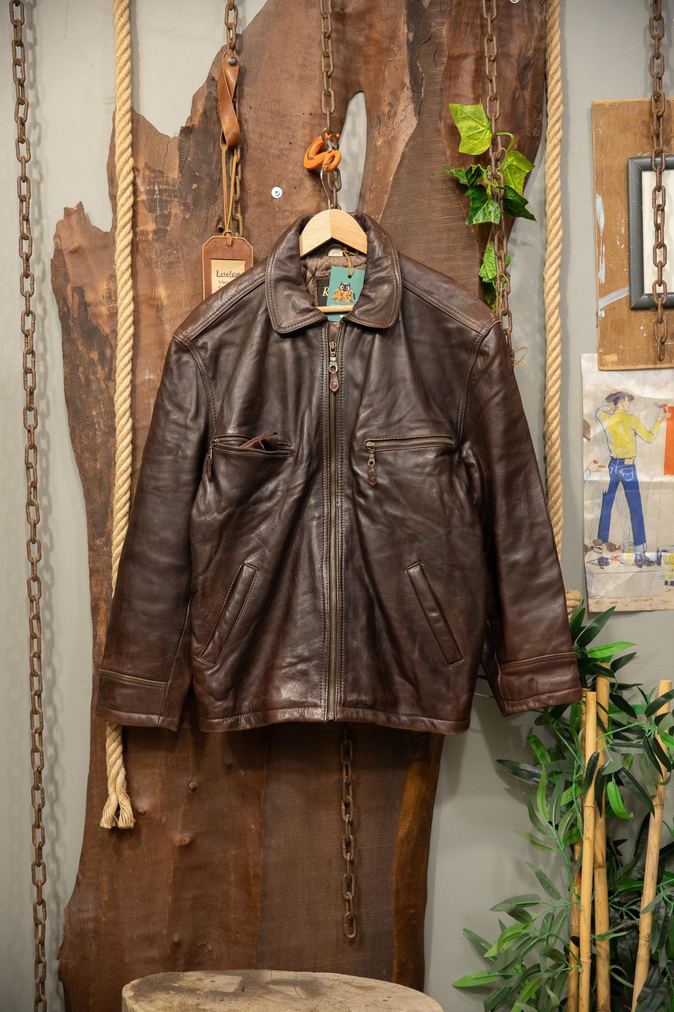 Brown 90's Klasik Biker Deri Ceket
