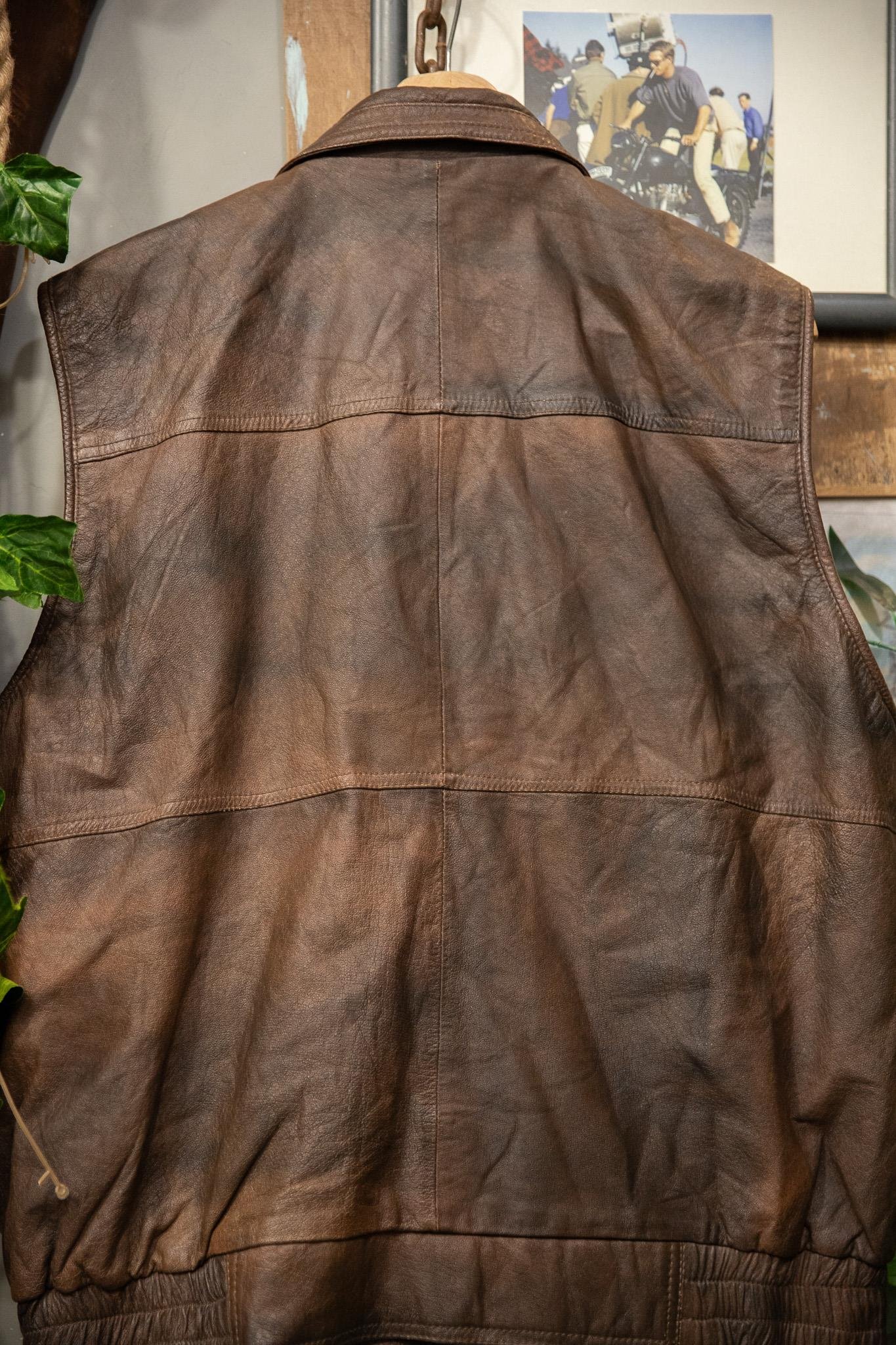 Brown Bomber Deri Yelek