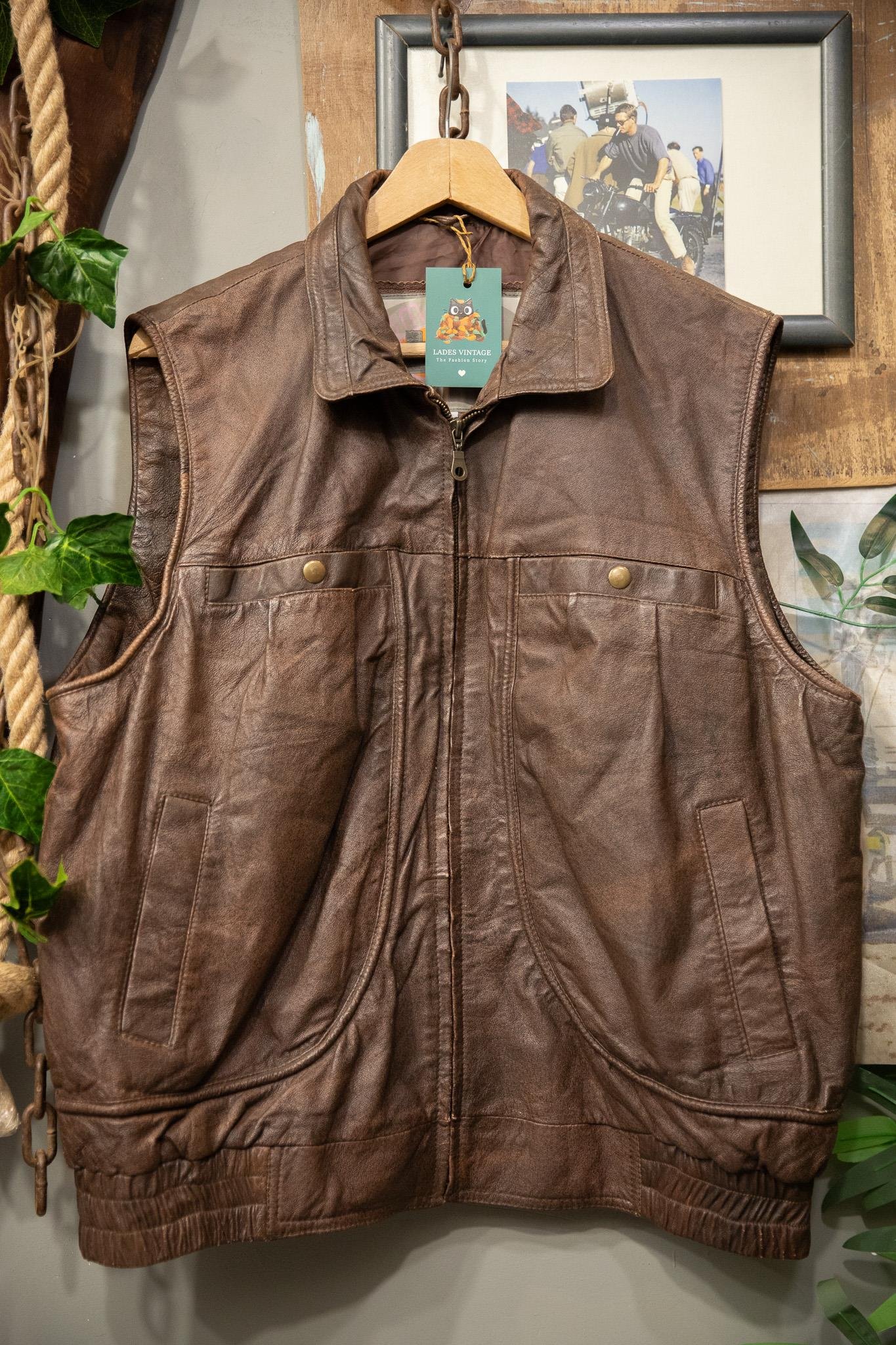 Brown Bomber Deri Yelek