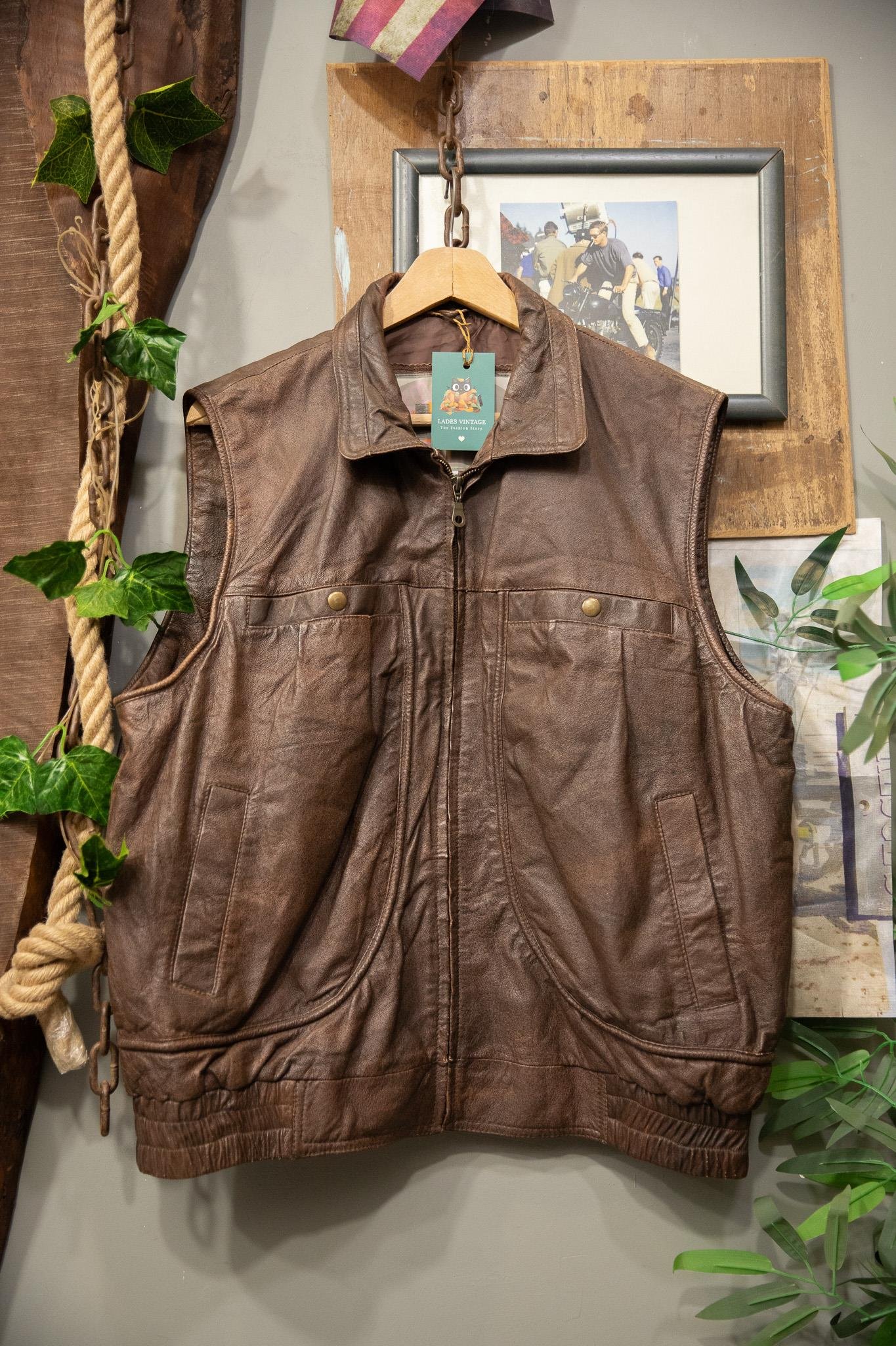 Brown Bomber Deri Yelek