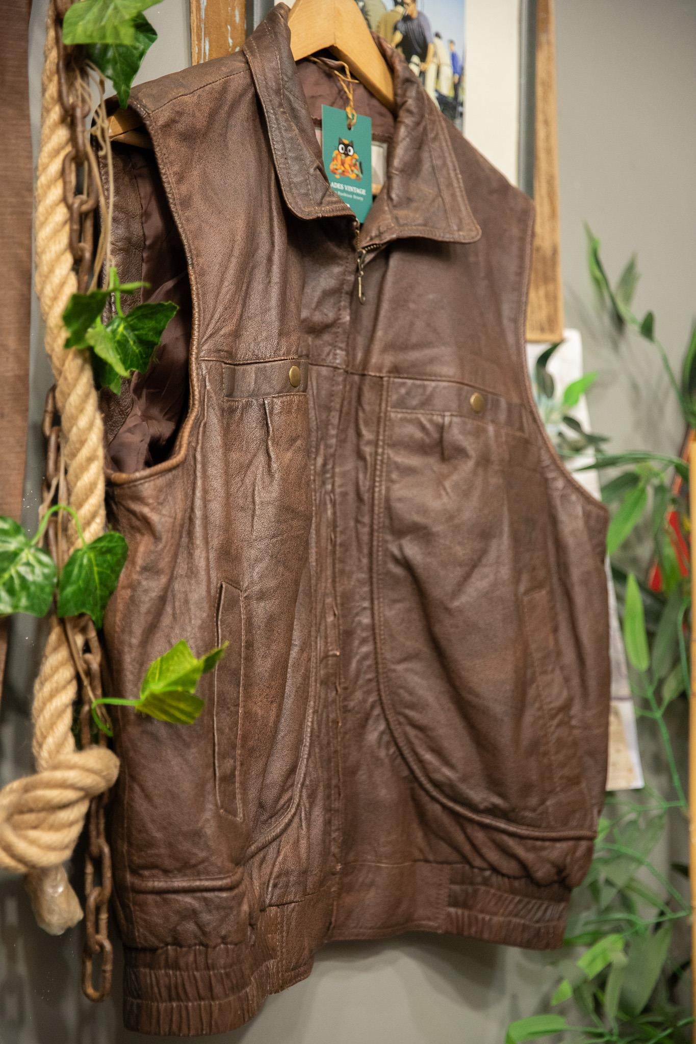 Brown Bomber Deri Yelek