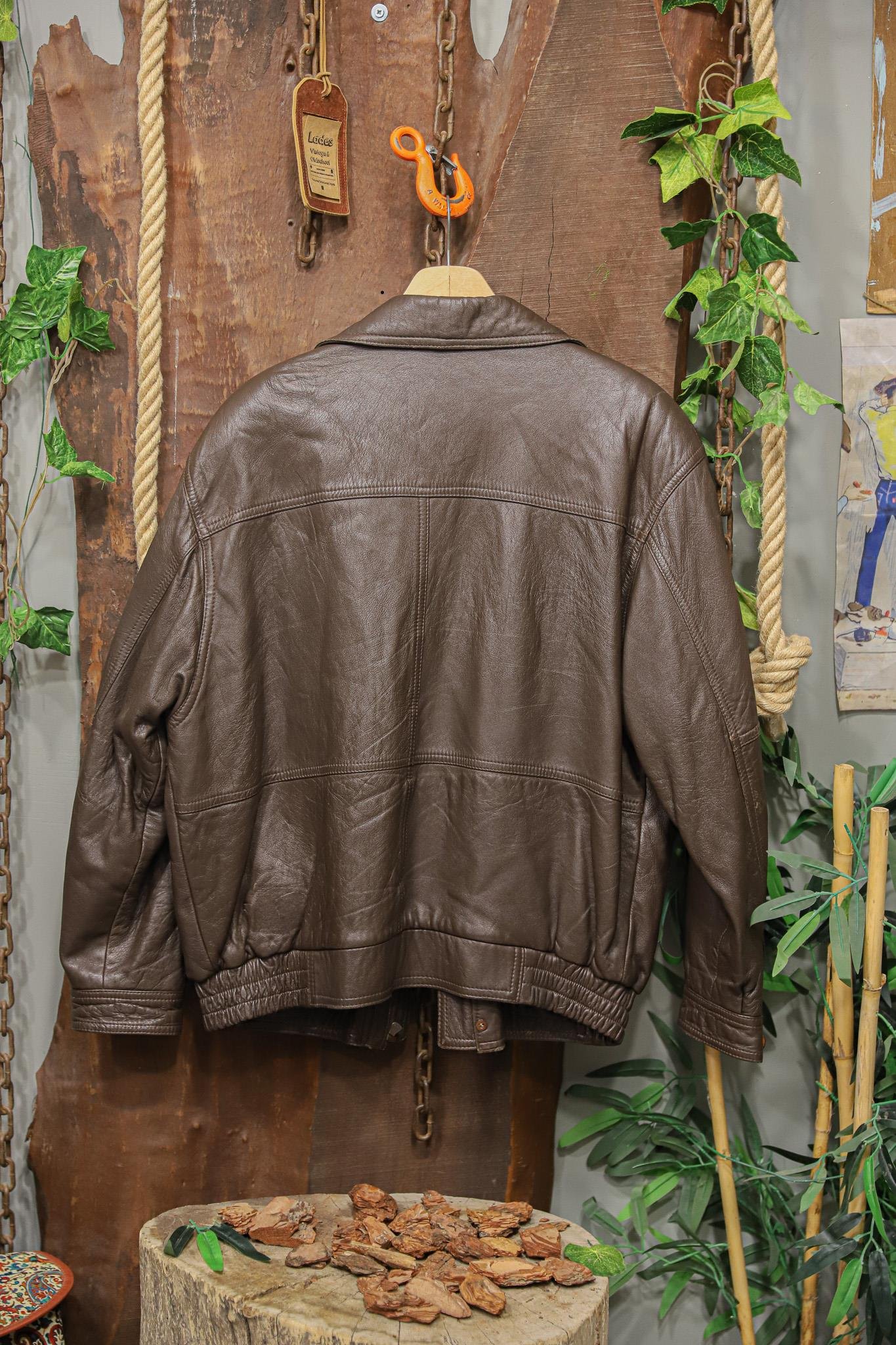 Brown Classic 90s Bomber Deri Ceket