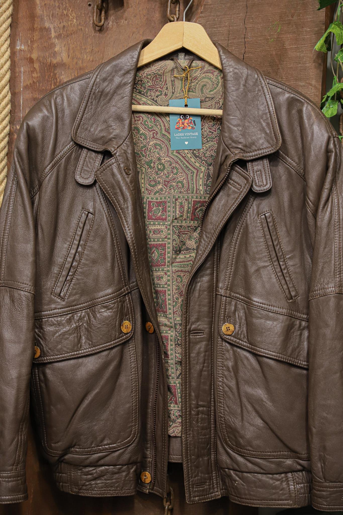 Brown Classic 90s Bomber Deri Ceket