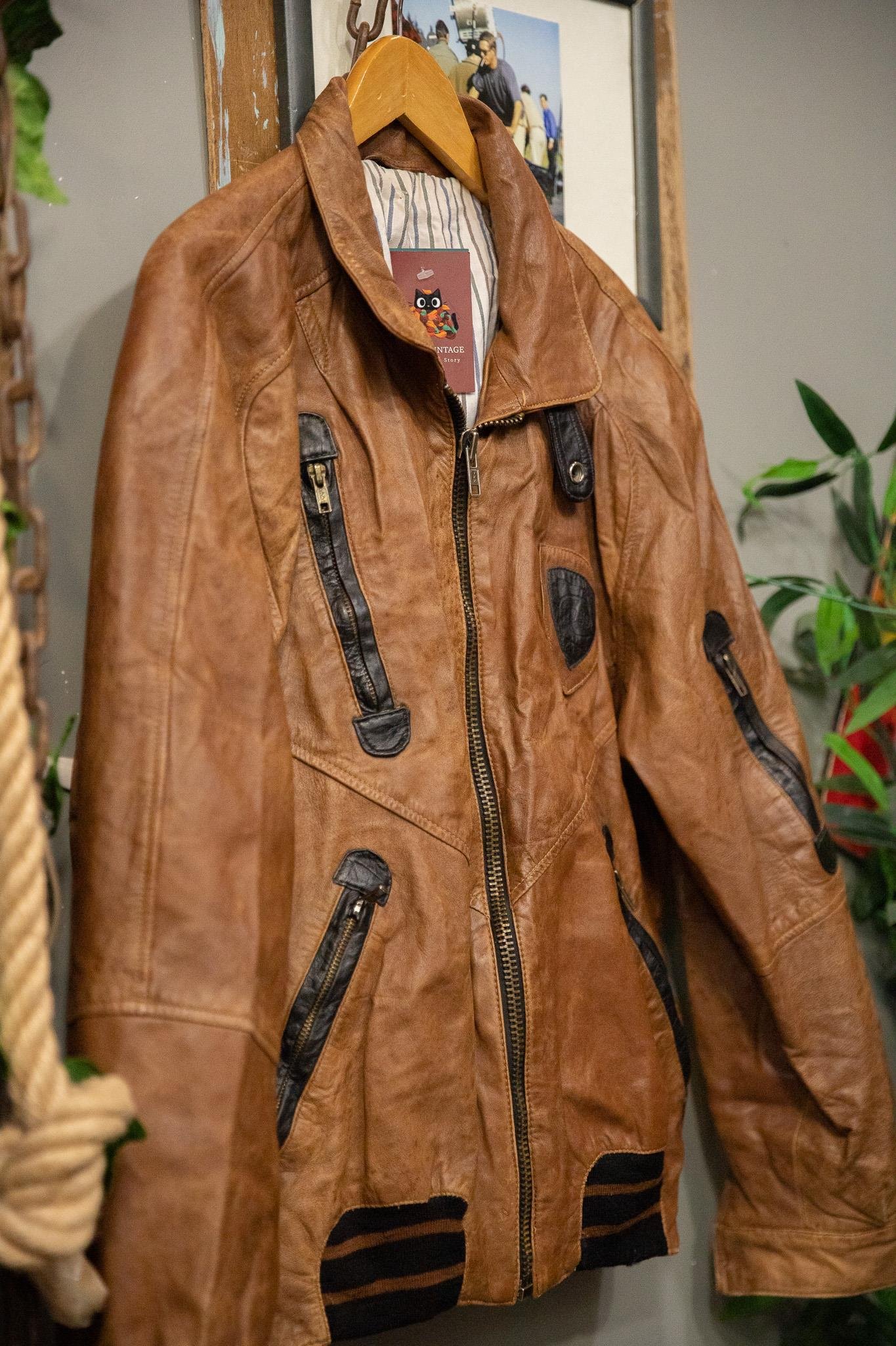 Brown Classic Bomber Deri Ceket